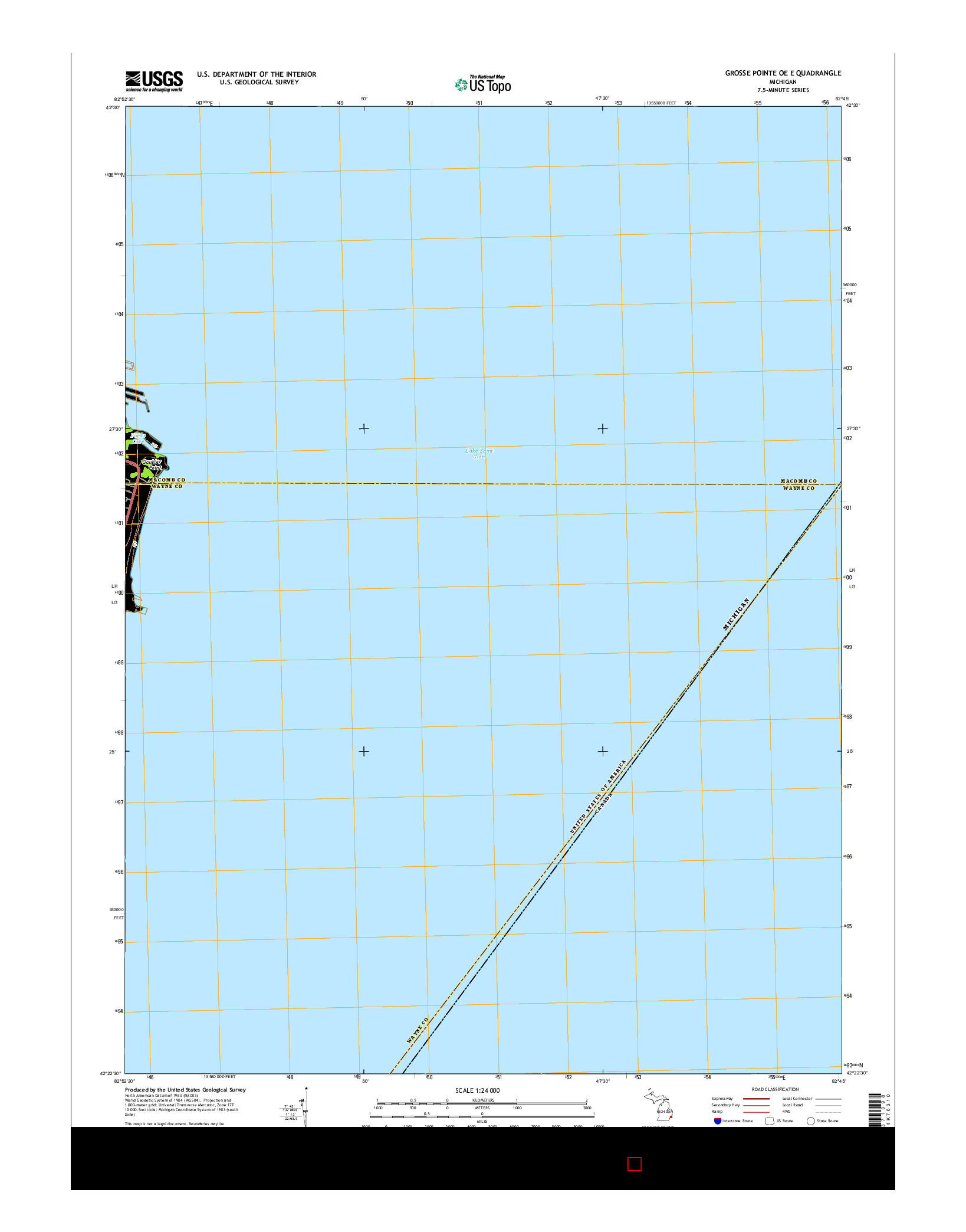 USGS US TOPO 7.5-MINUTE MAP FOR GROSSE POINTE OE E, MI 2014