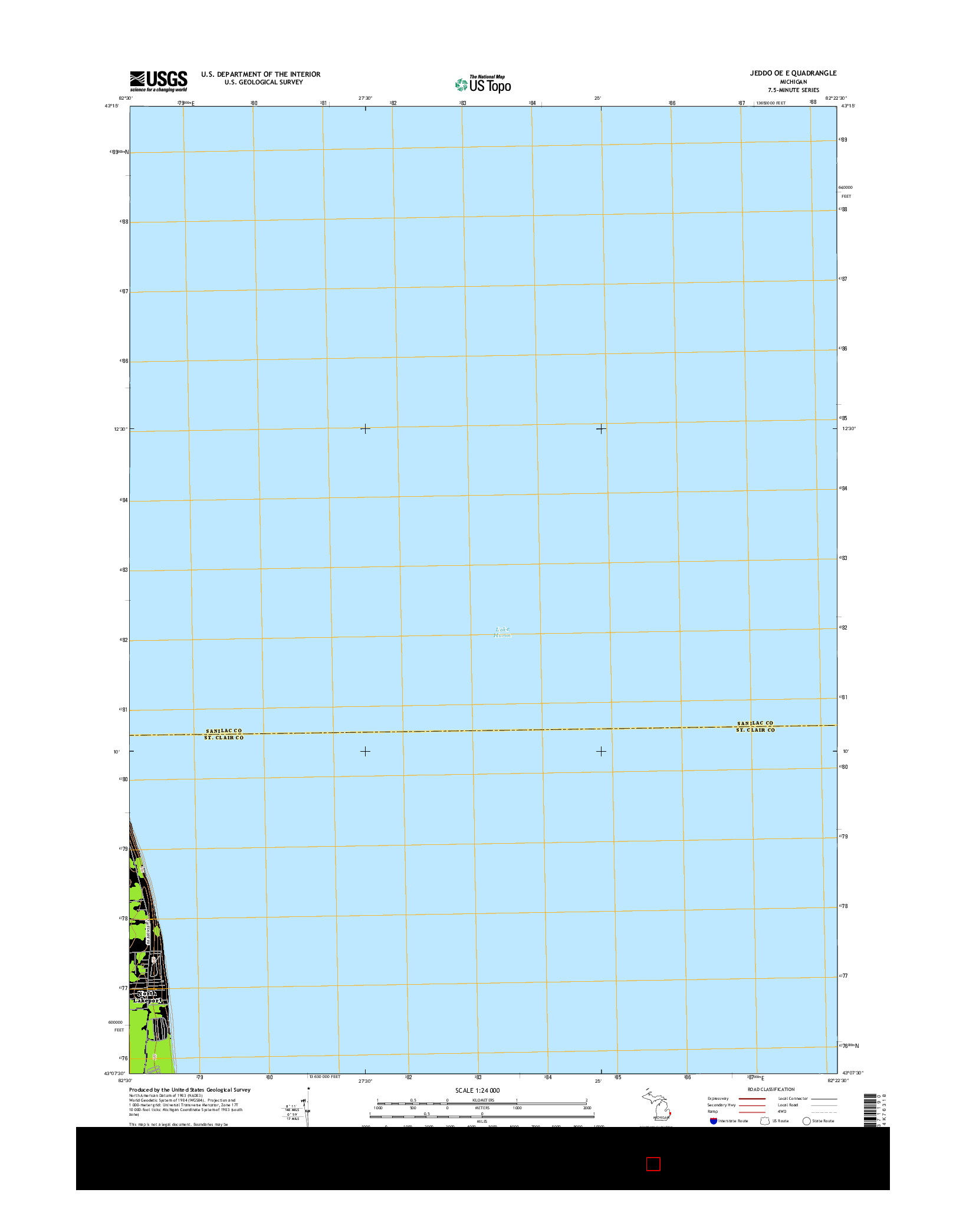 USGS US TOPO 7.5-MINUTE MAP FOR JEDDO OE E, MI 2014