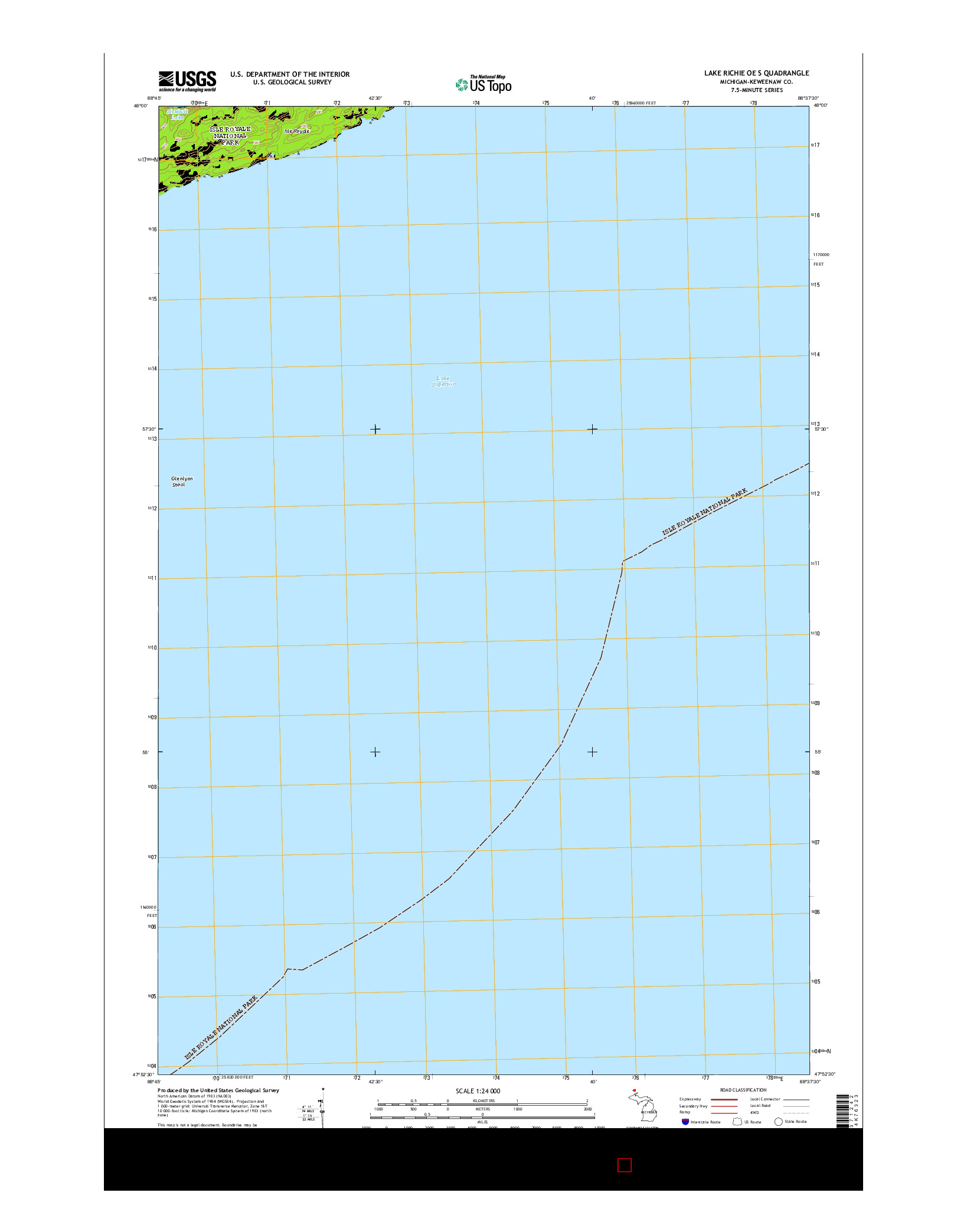 USGS US TOPO 7.5-MINUTE MAP FOR LAKE RICHIE OE S, MI 2014