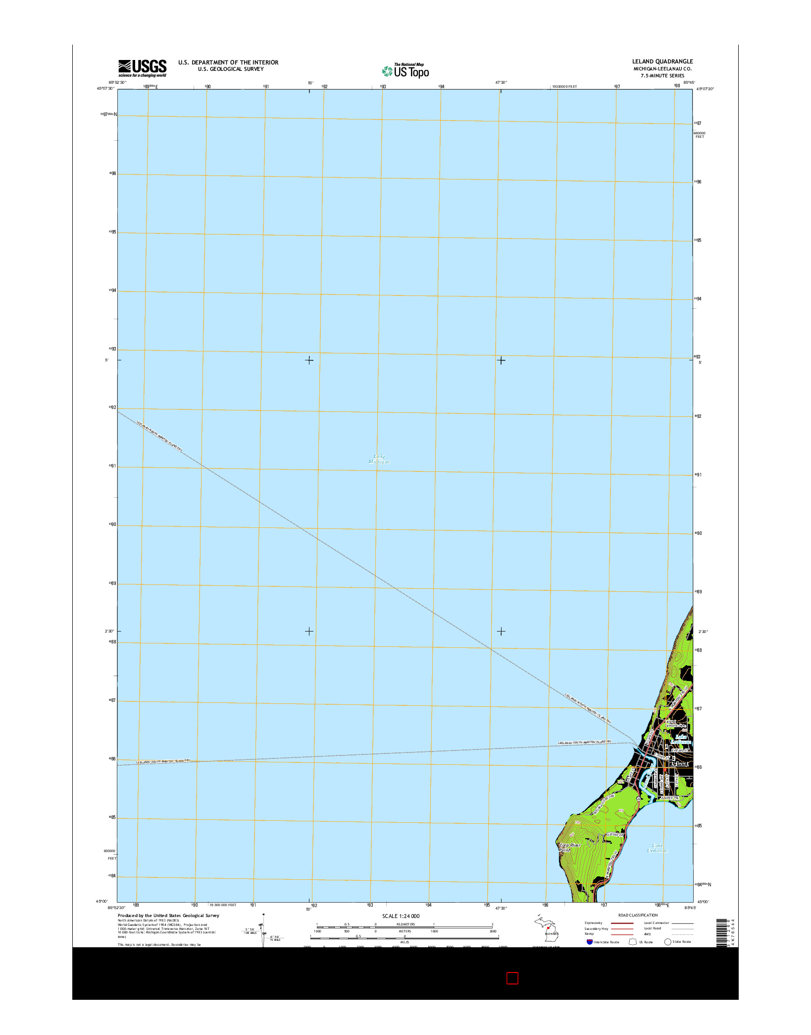 USGS US TOPO 7.5-MINUTE MAP FOR LELAND, MI 2014