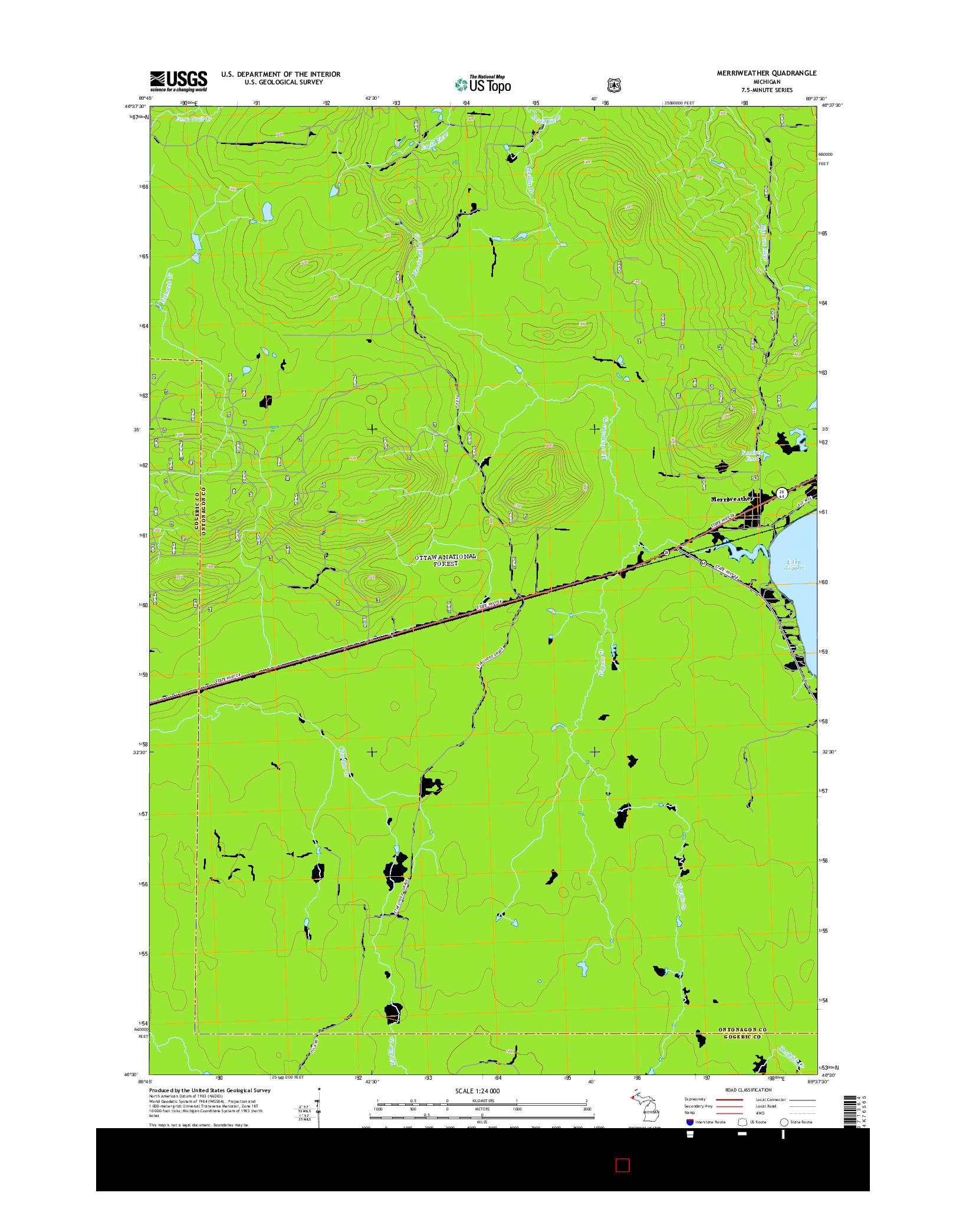 USGS US TOPO 7.5-MINUTE MAP FOR MERRIWEATHER, MI 2014