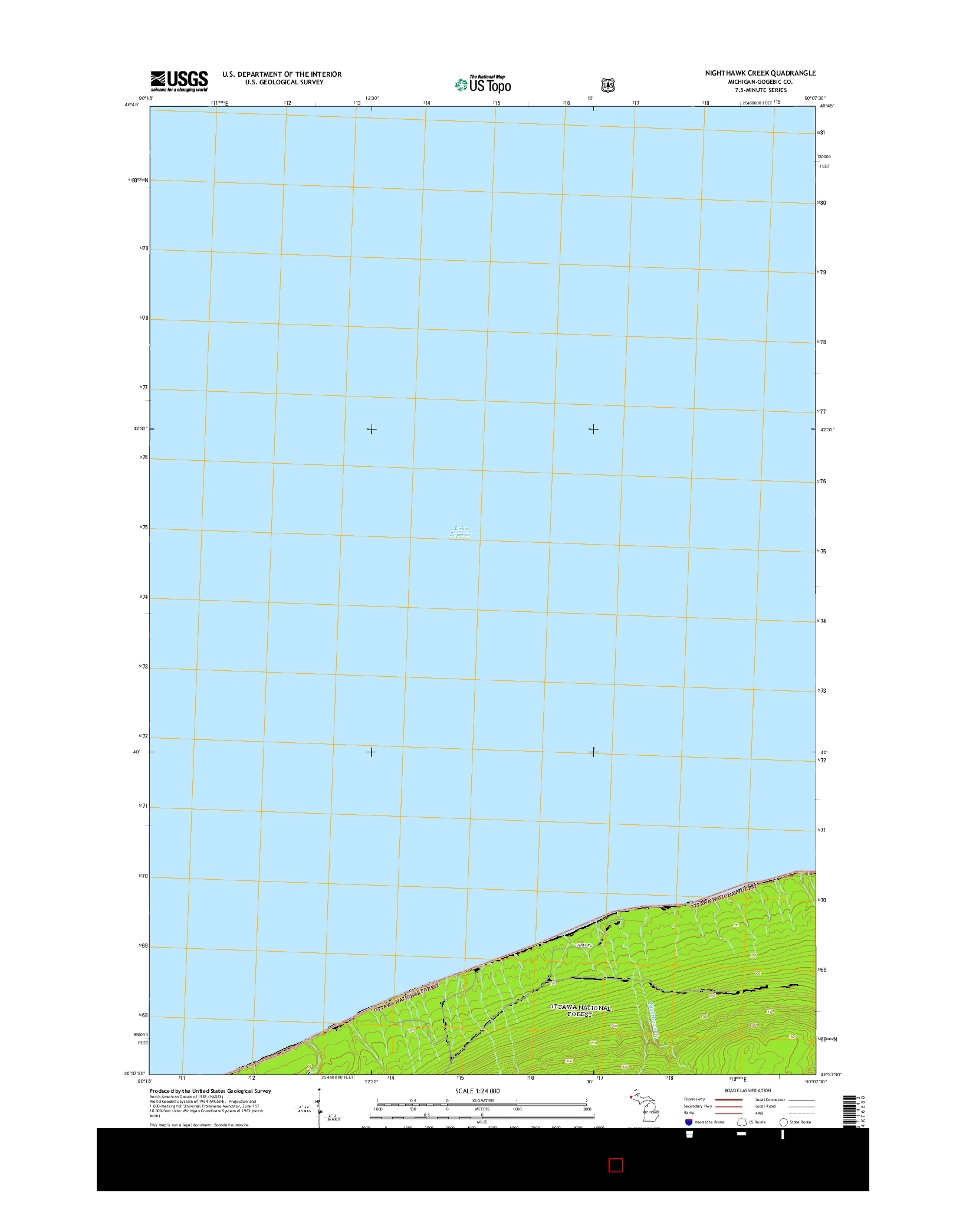 USGS US TOPO 7.5-MINUTE MAP FOR NIGHTHAWK CREEK, MI 2014