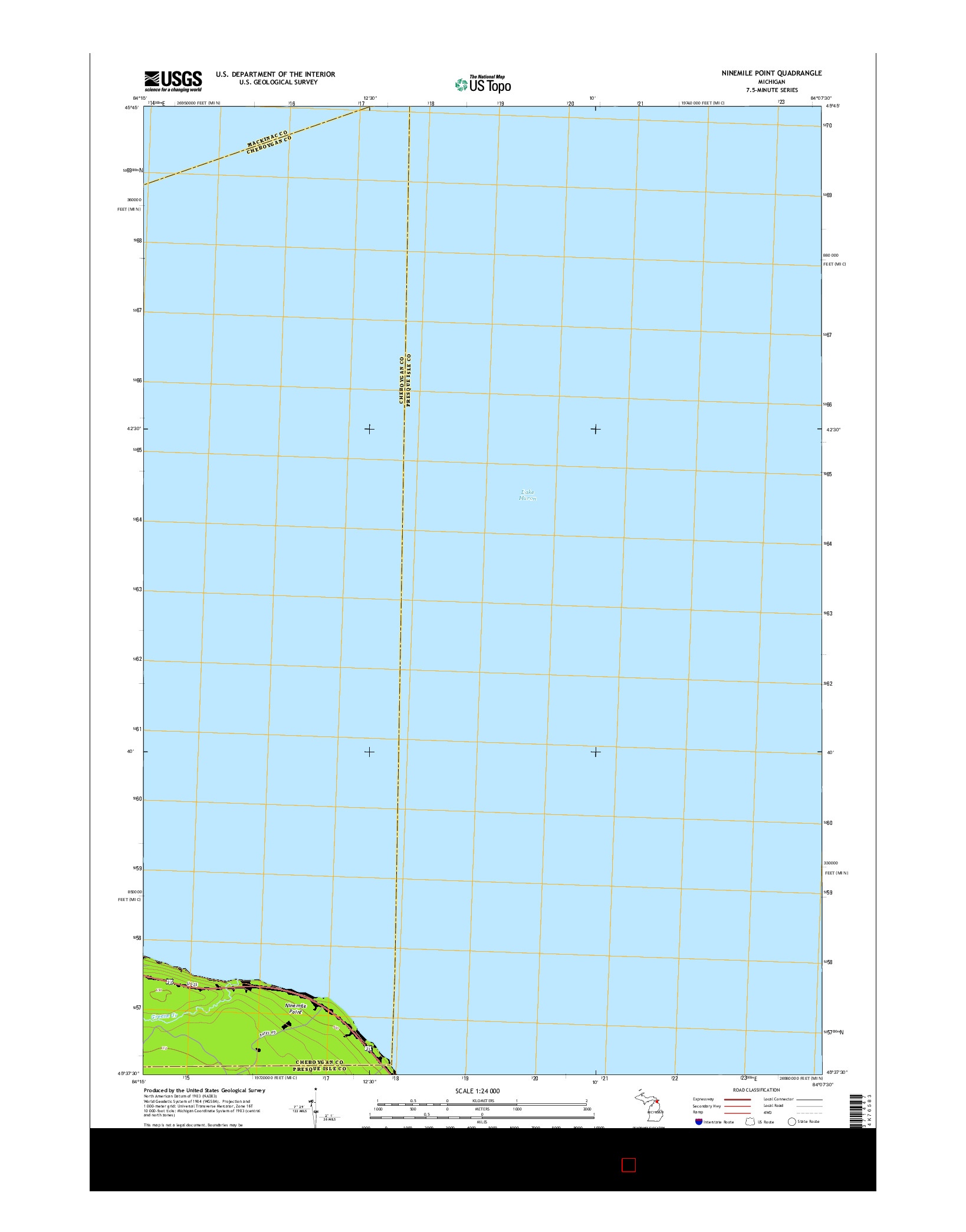 USGS US TOPO 7.5-MINUTE MAP FOR NINEMILE POINT, MI 2014