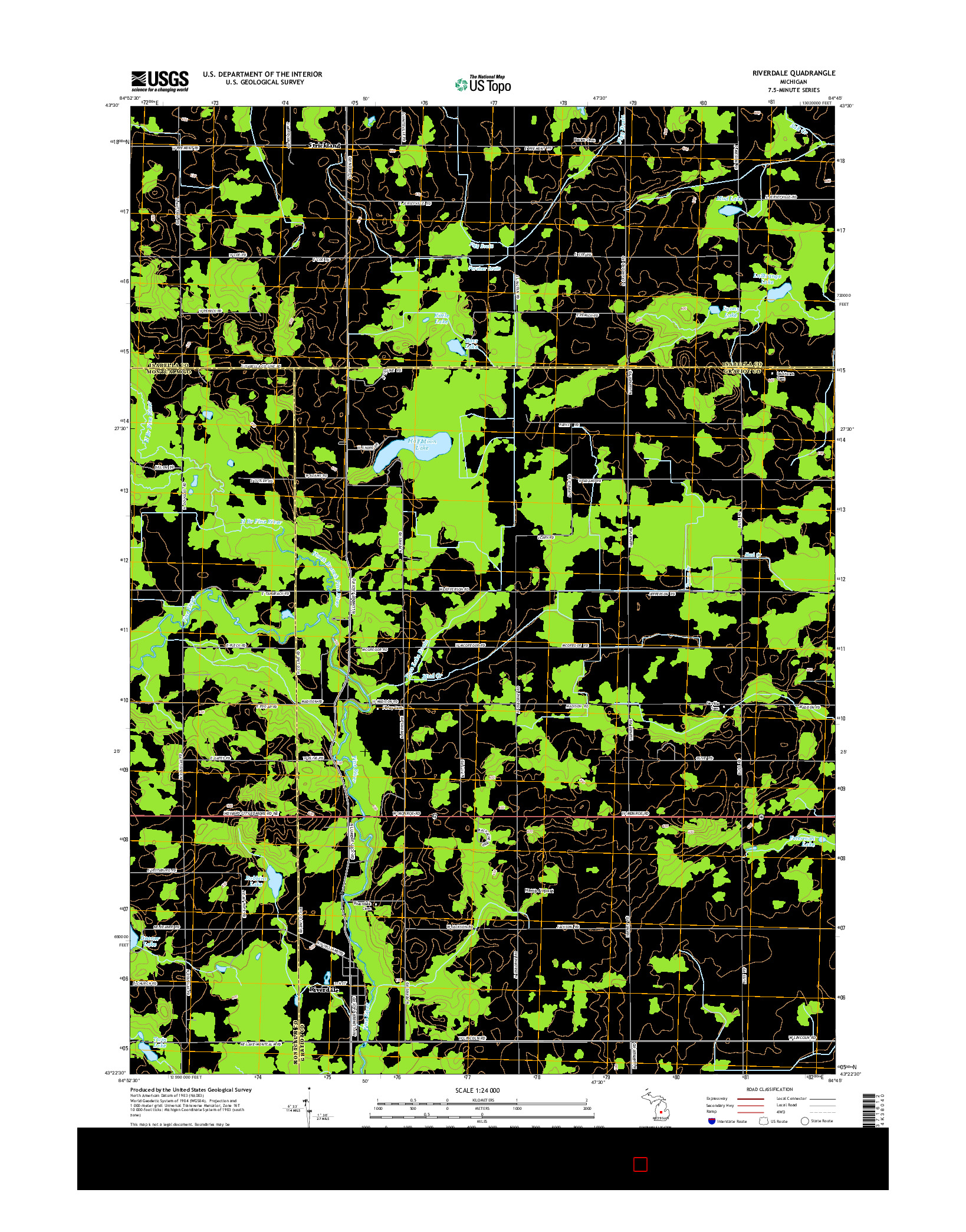 USGS US TOPO 7.5-MINUTE MAP FOR RIVERDALE, MI 2014