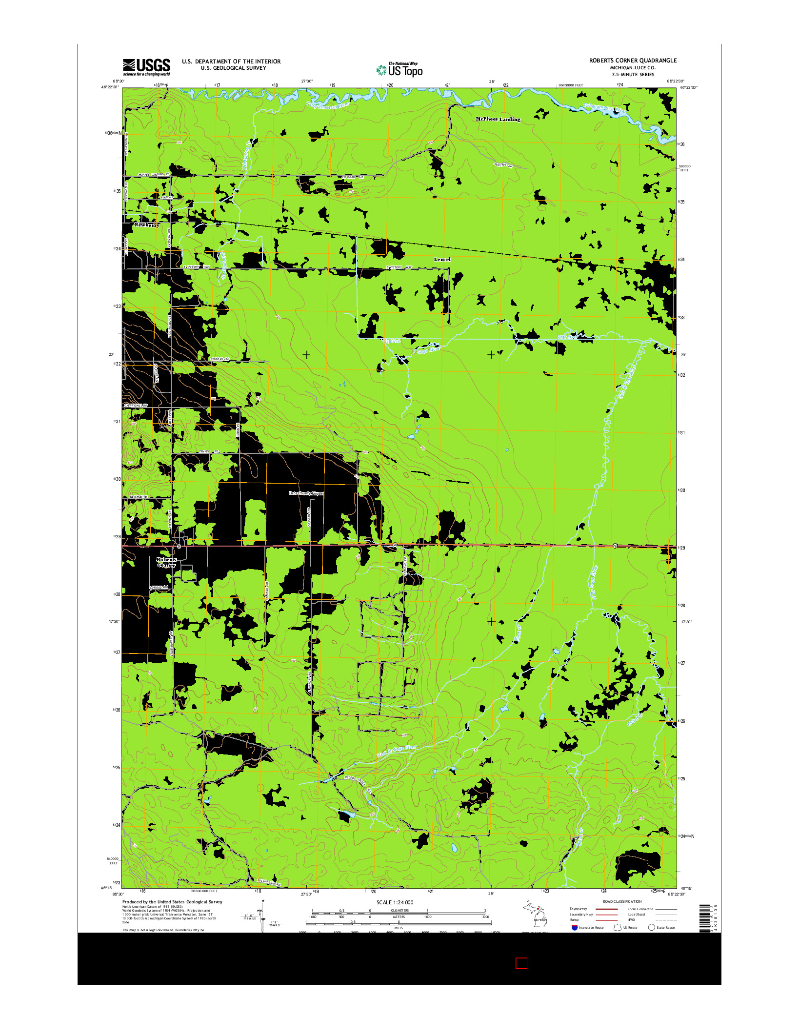 USGS US TOPO 7.5-MINUTE MAP FOR ROBERTS CORNER, MI 2014