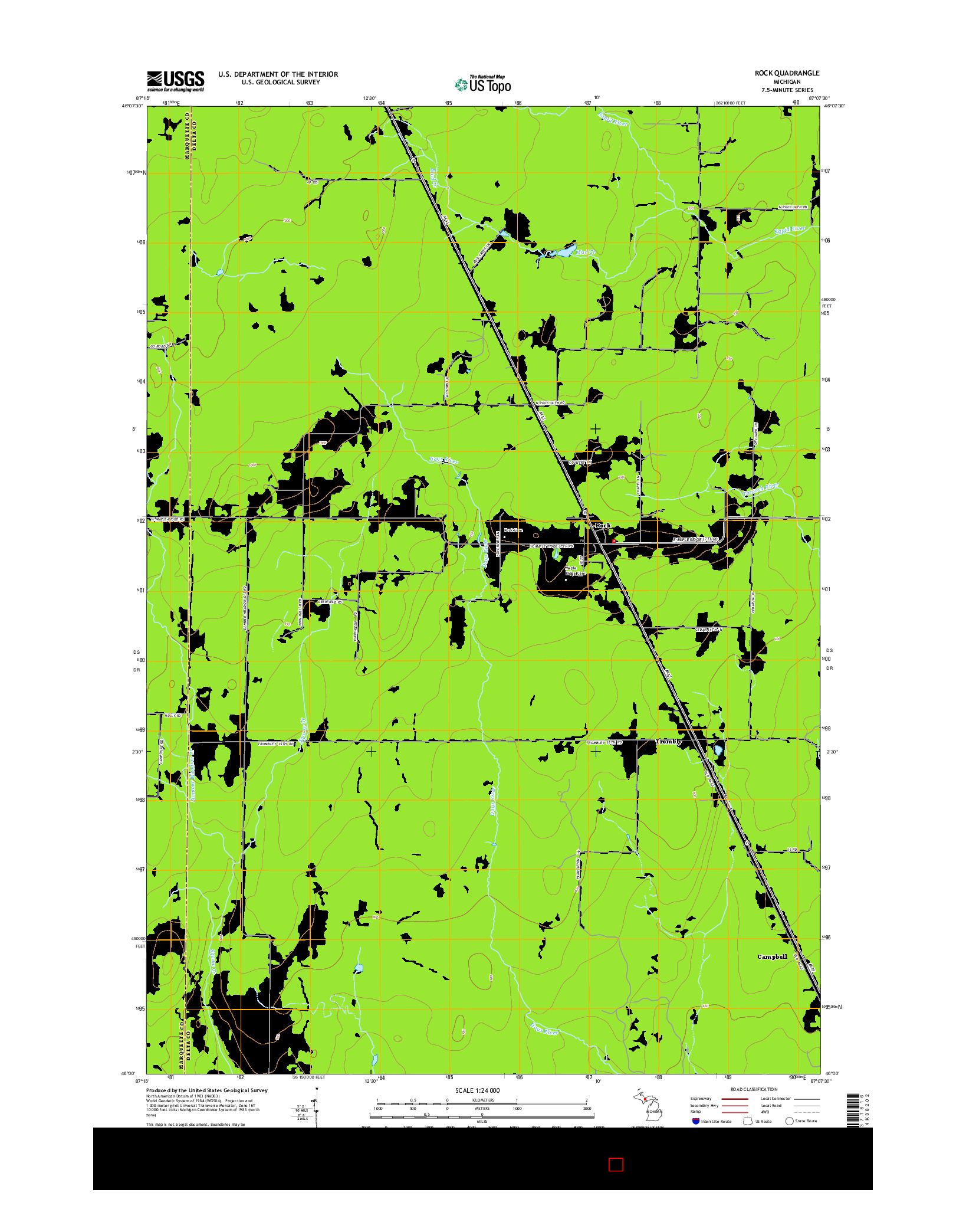 USGS US TOPO 7.5-MINUTE MAP FOR ROCK, MI 2014