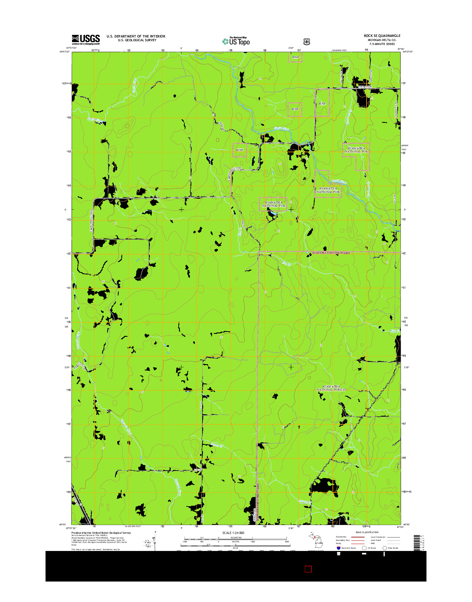 USGS US TOPO 7.5-MINUTE MAP FOR ROCK SE, MI 2014
