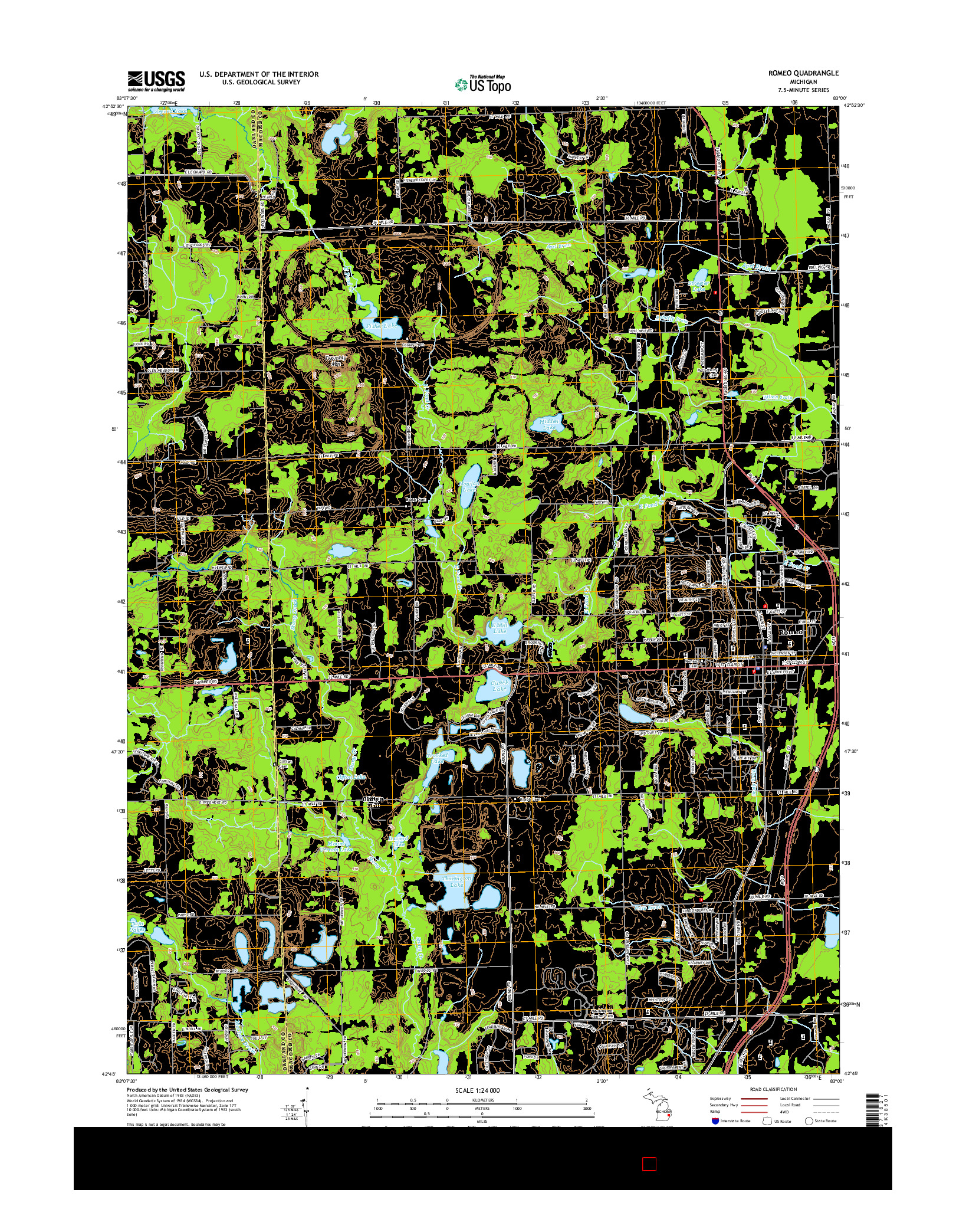 USGS US TOPO 7.5-MINUTE MAP FOR ROMEO, MI 2014