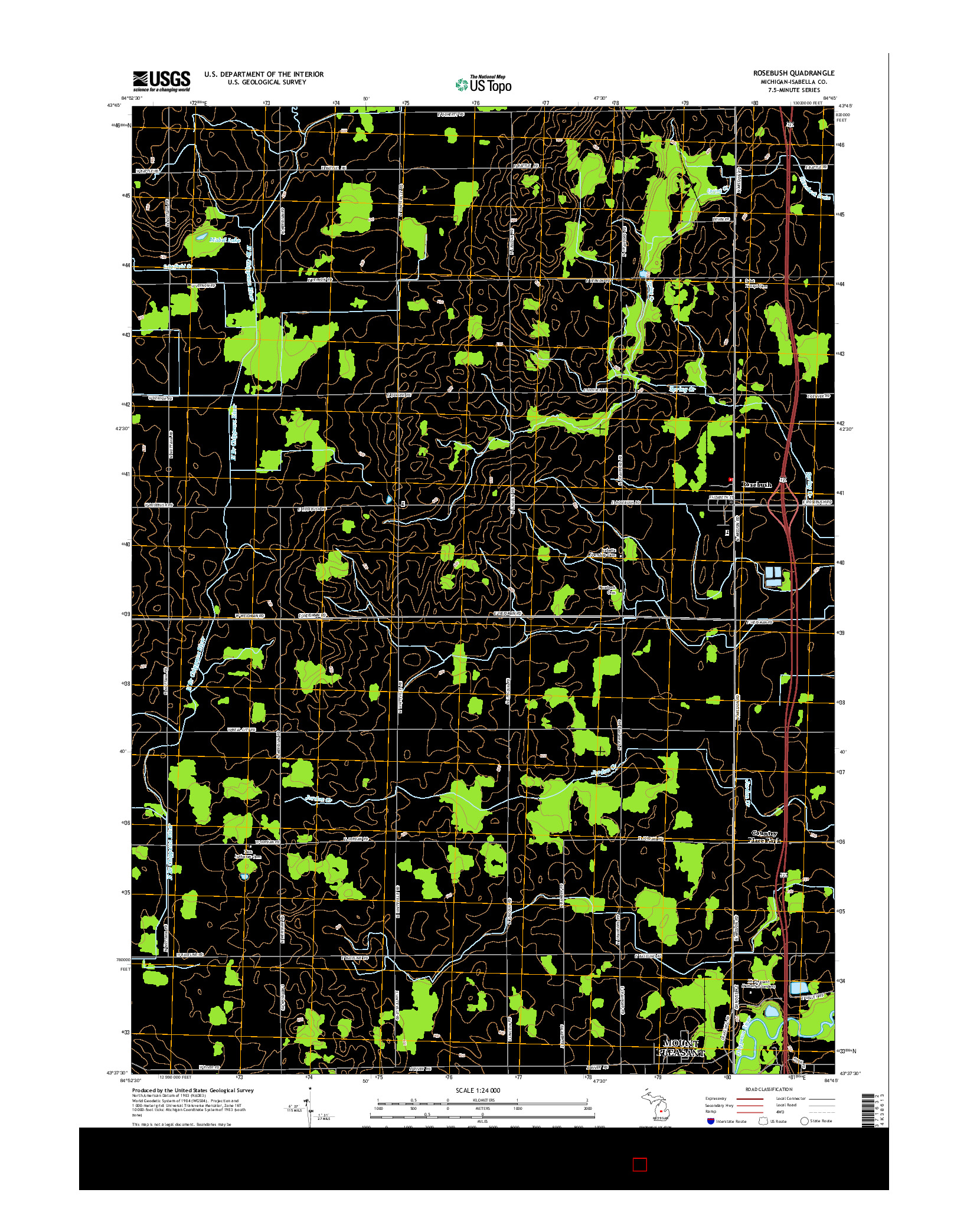 USGS US TOPO 7.5-MINUTE MAP FOR ROSEBUSH, MI 2014