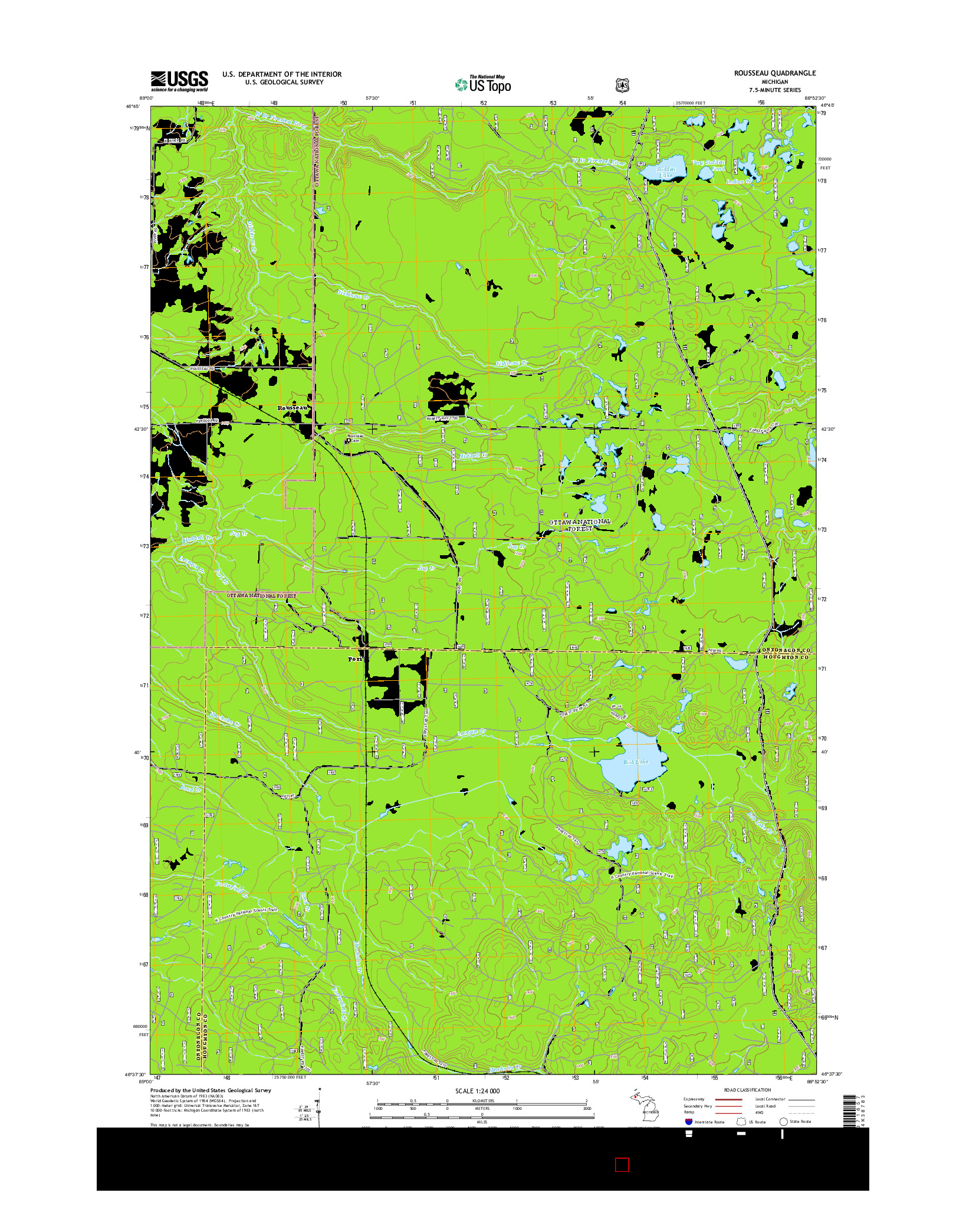 USGS US TOPO 7.5-MINUTE MAP FOR ROUSSEAU, MI 2014