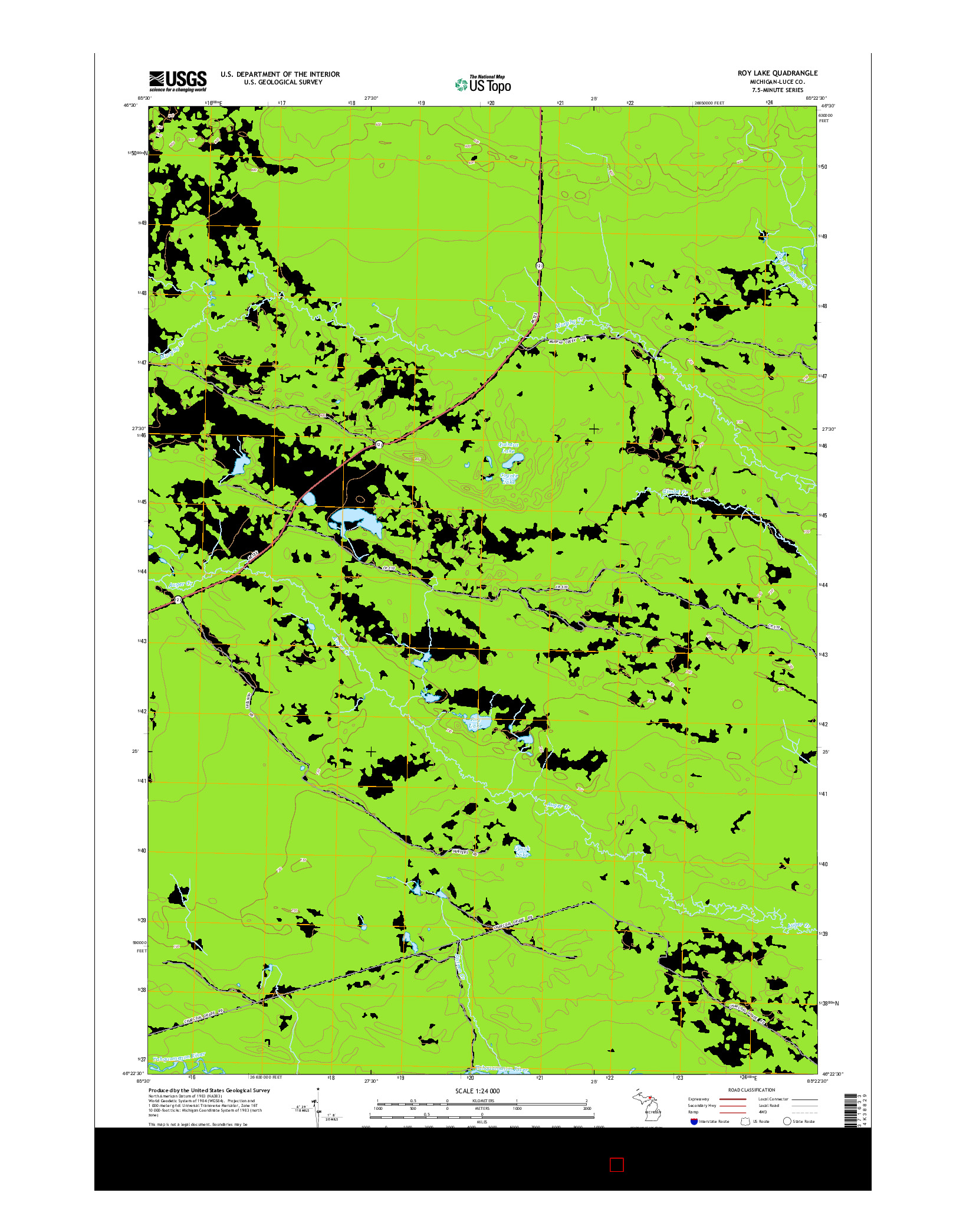 USGS US TOPO 7.5-MINUTE MAP FOR ROY LAKE, MI 2014