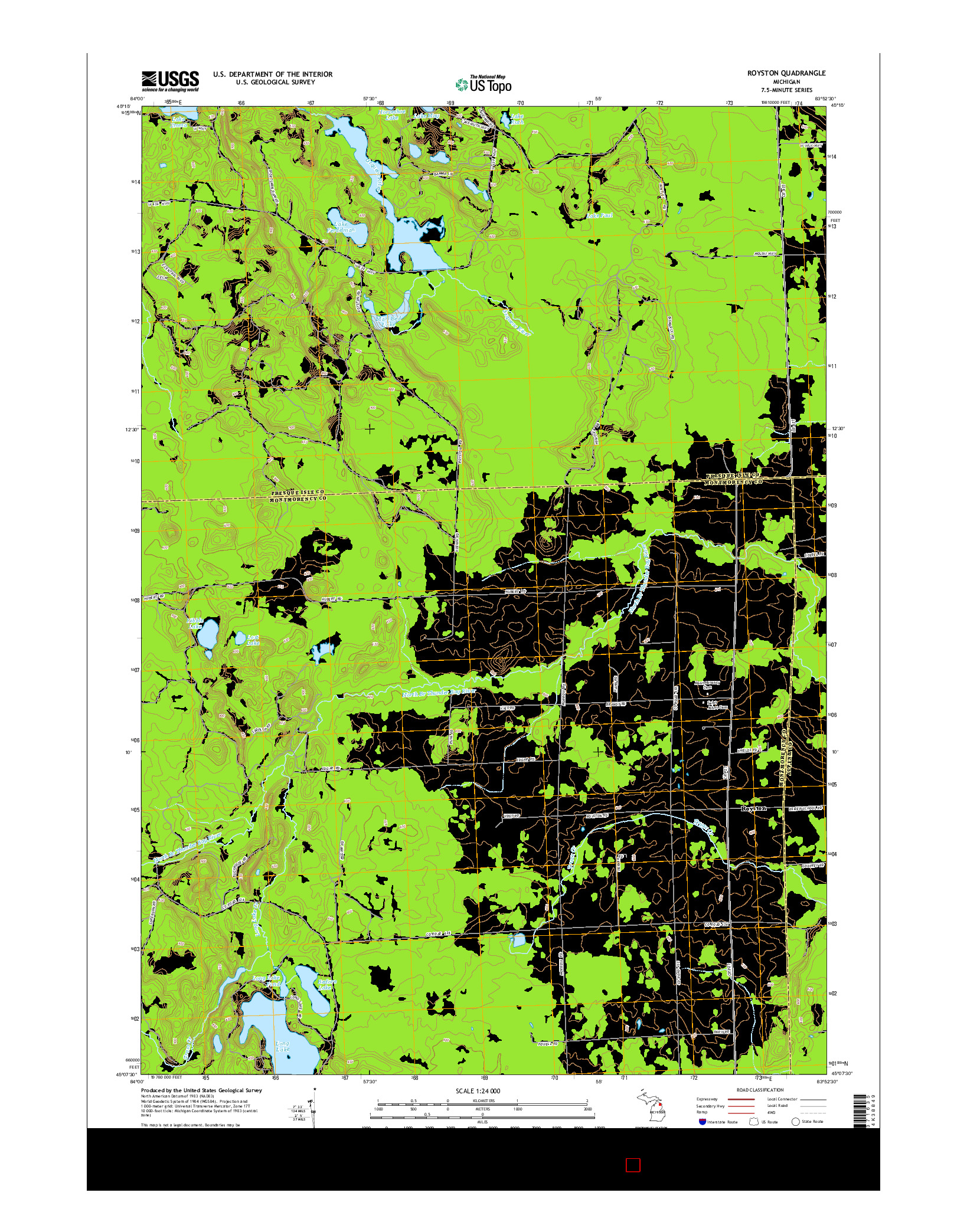 USGS US TOPO 7.5-MINUTE MAP FOR ROYSTON, MI 2014