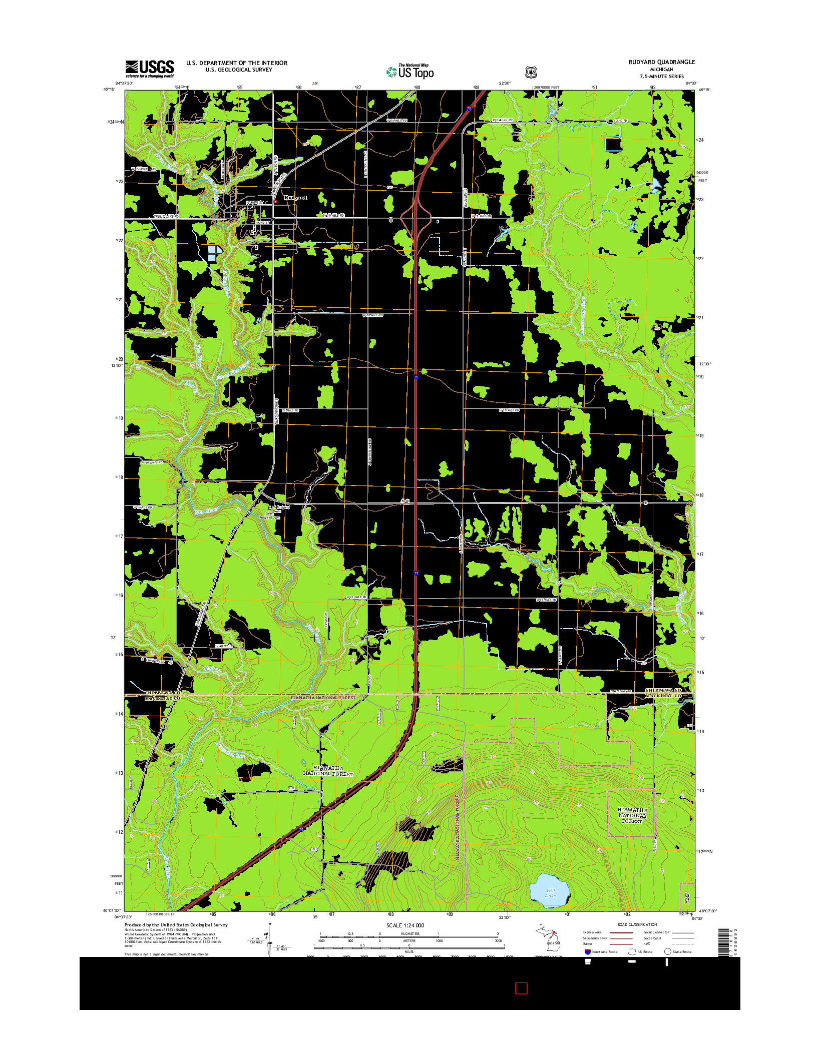 USGS US TOPO 7.5-MINUTE MAP FOR RUDYARD, MI 2014