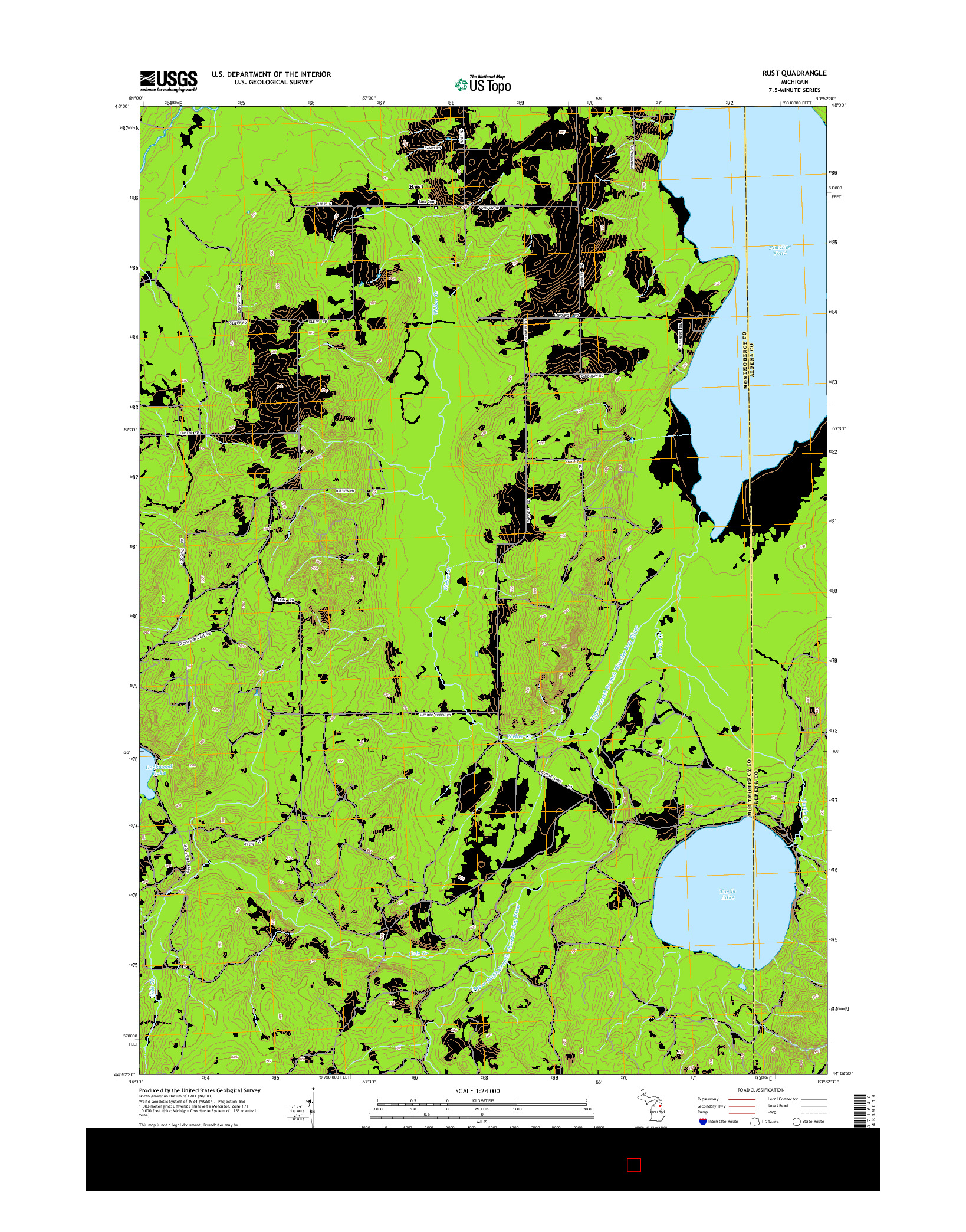 USGS US TOPO 7.5-MINUTE MAP FOR RUST, MI 2014