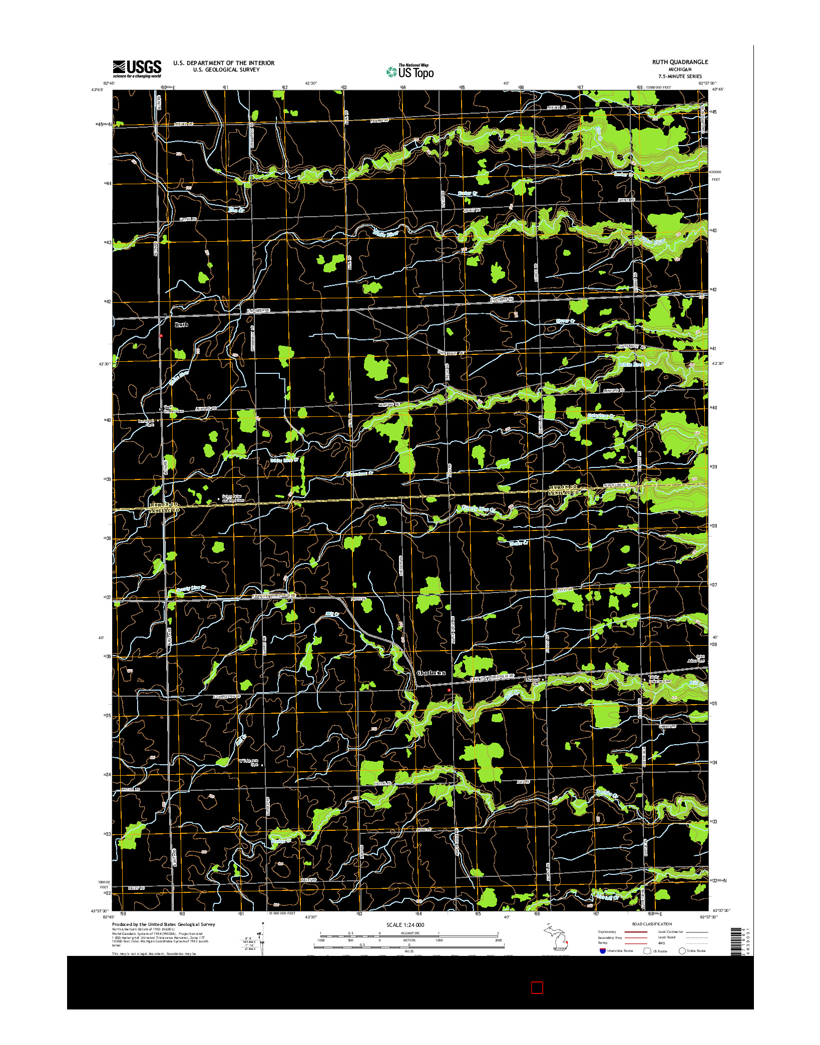 USGS US TOPO 7.5-MINUTE MAP FOR RUTH, MI 2014