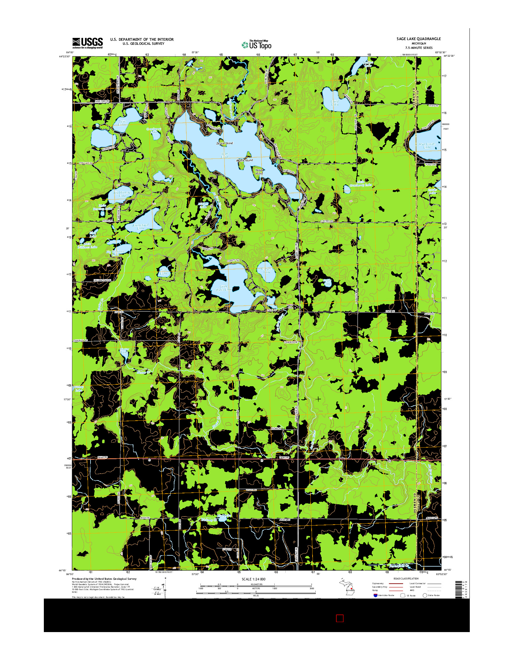 USGS US TOPO 7.5-MINUTE MAP FOR SAGE LAKE, MI 2014