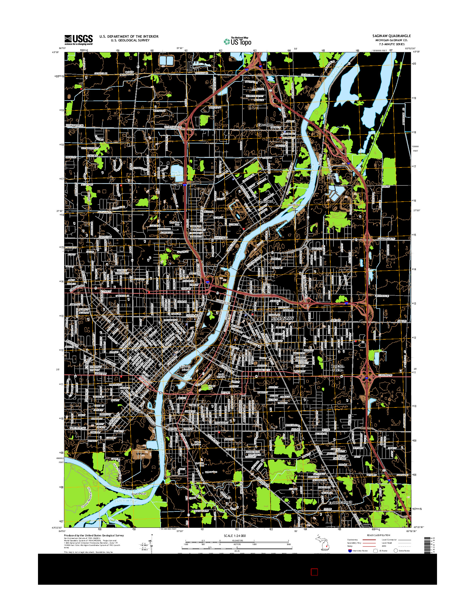 USGS US TOPO 7.5-MINUTE MAP FOR SAGINAW, MI 2014