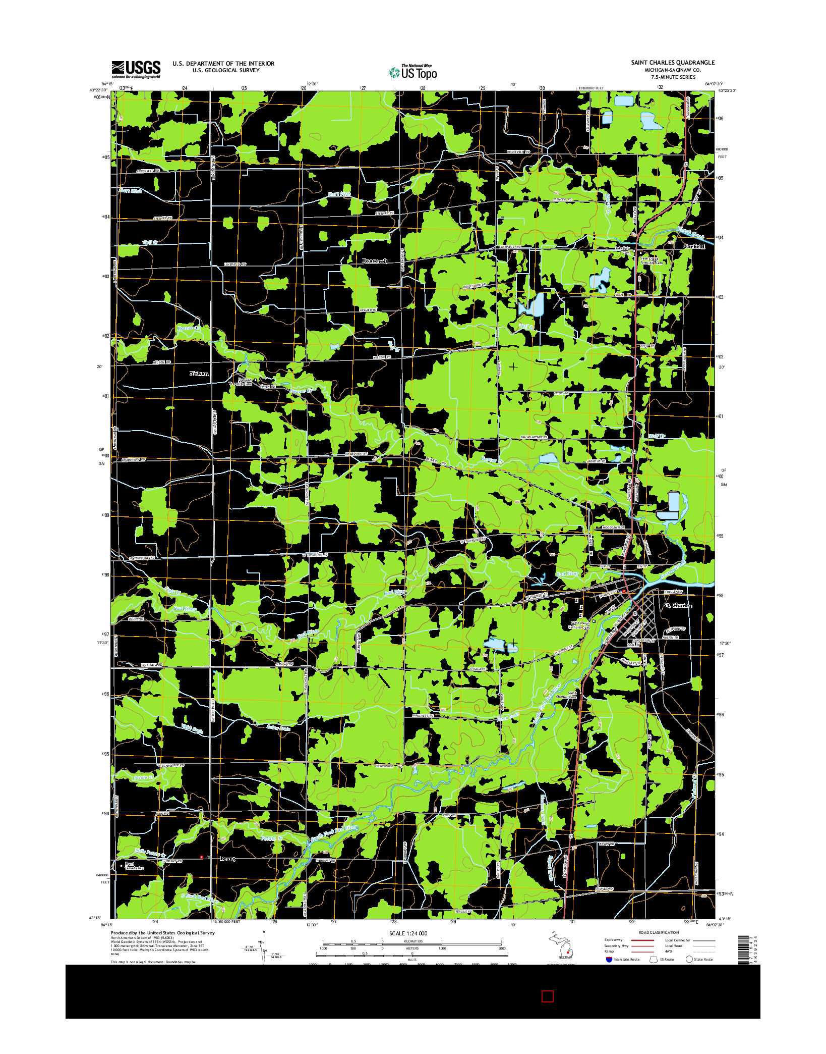 USGS US TOPO 7.5-MINUTE MAP FOR SAINT CHARLES, MI 2014