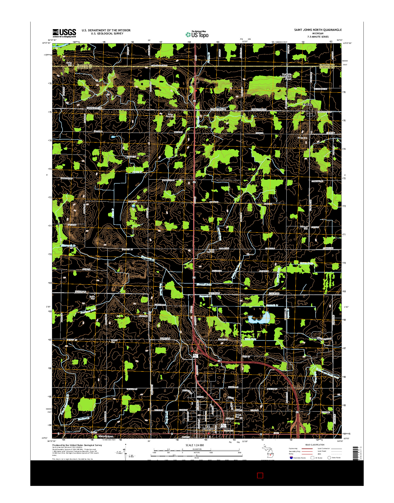 USGS US TOPO 7.5-MINUTE MAP FOR SAINT JOHNS NORTH, MI 2014