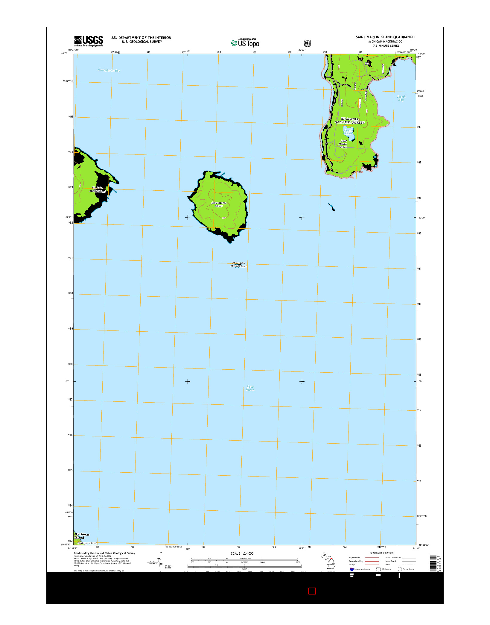 USGS US TOPO 7.5-MINUTE MAP FOR SAINT MARTIN ISLAND, MI 2014