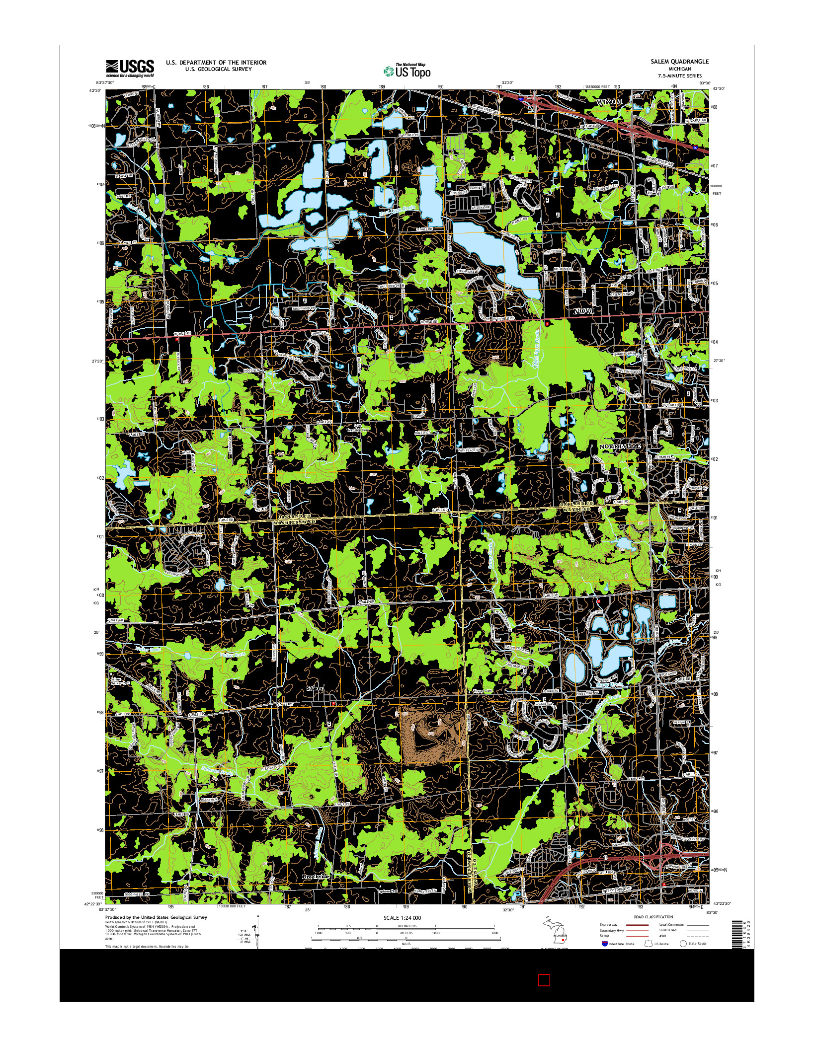 USGS US TOPO 7.5-MINUTE MAP FOR SALEM, MI 2014