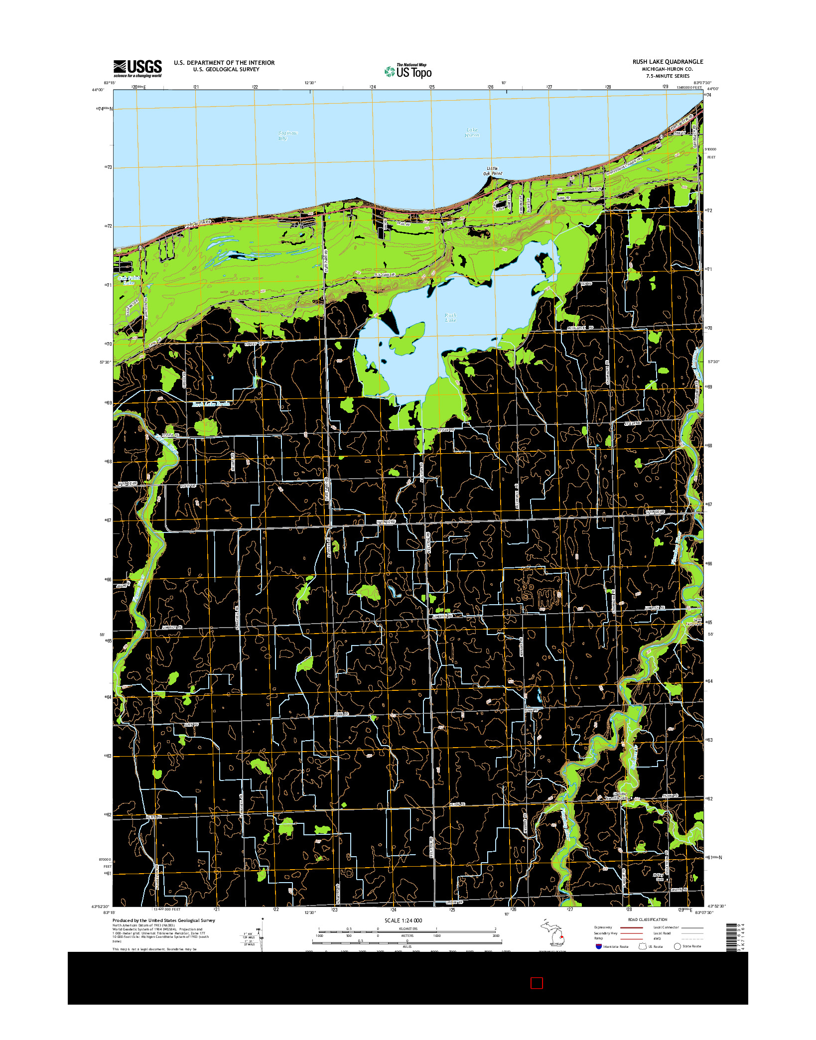 USGS US TOPO 7.5-MINUTE MAP FOR RUSH LAKE, MI 2014