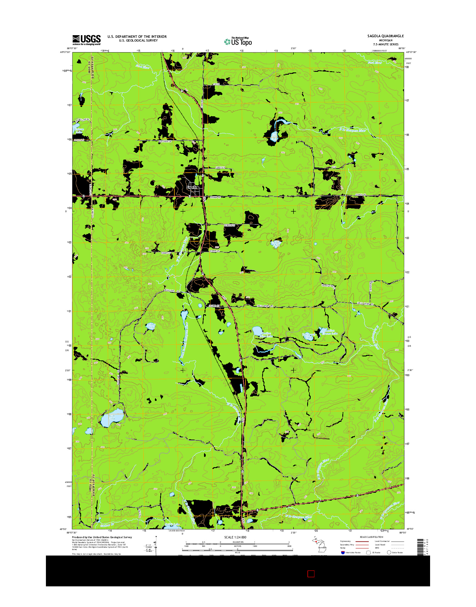 USGS US TOPO 7.5-MINUTE MAP FOR SAGOLA, MI 2014