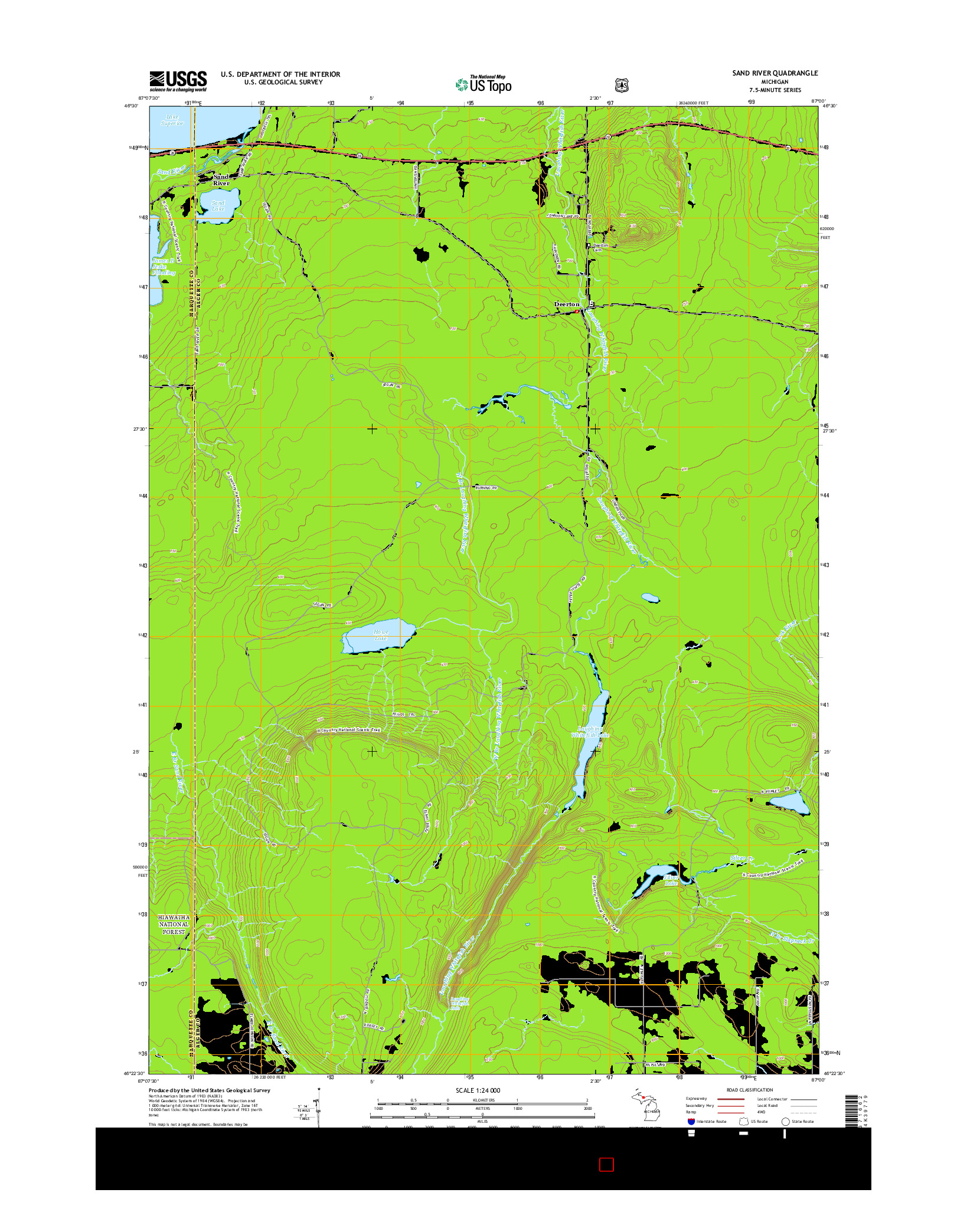 USGS US TOPO 7.5-MINUTE MAP FOR SAND RIVER, MI 2014