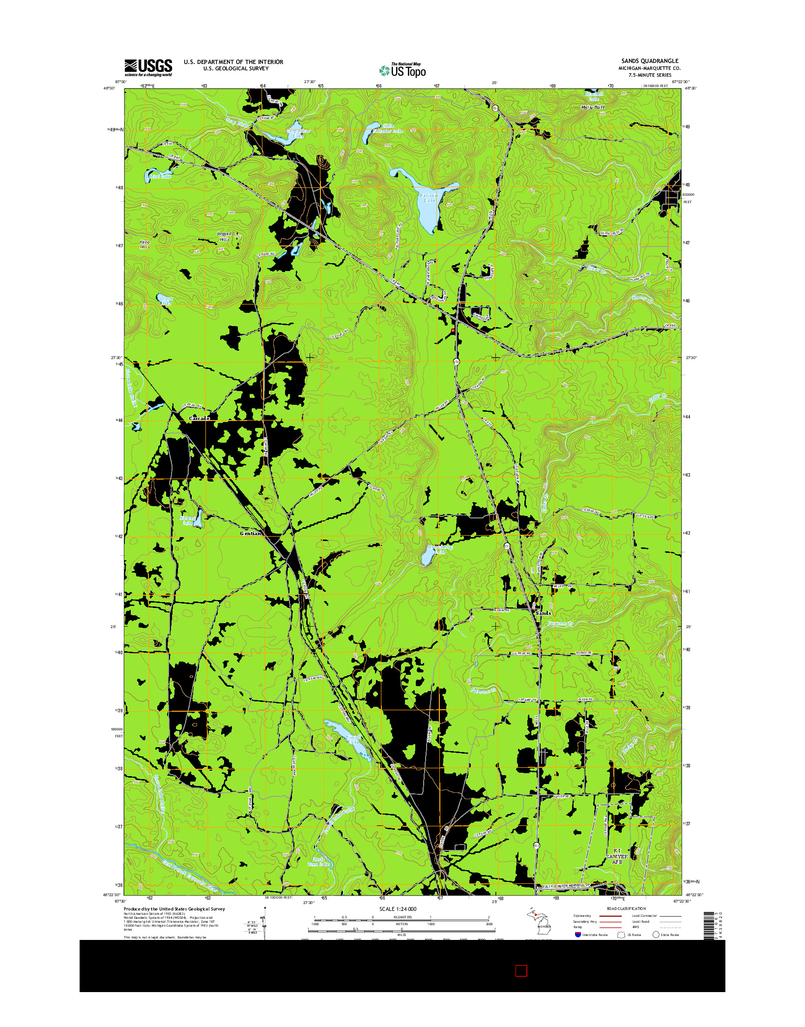 USGS US TOPO 7.5-MINUTE MAP FOR SANDS, MI 2014