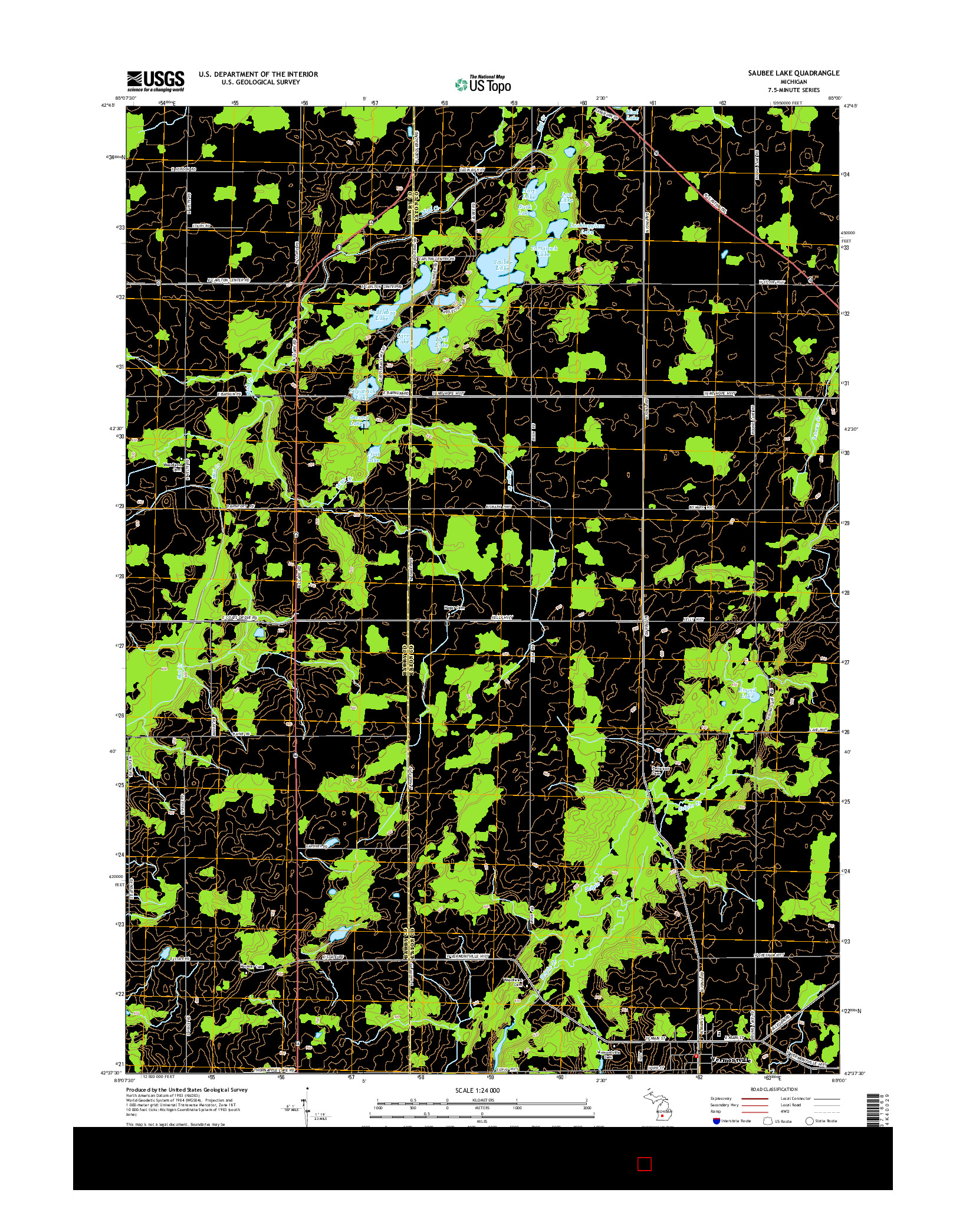 USGS US TOPO 7.5-MINUTE MAP FOR SAUBEE LAKE, MI 2014