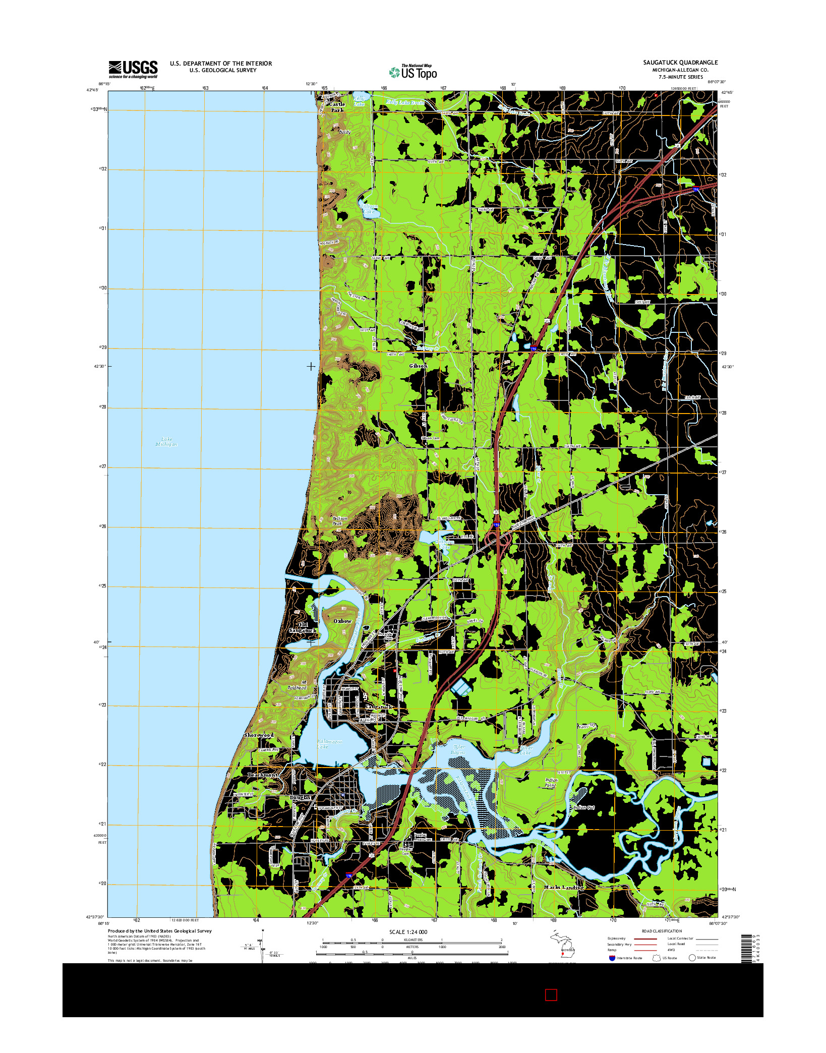 USGS US TOPO 7.5-MINUTE MAP FOR SAUGATUCK, MI 2014