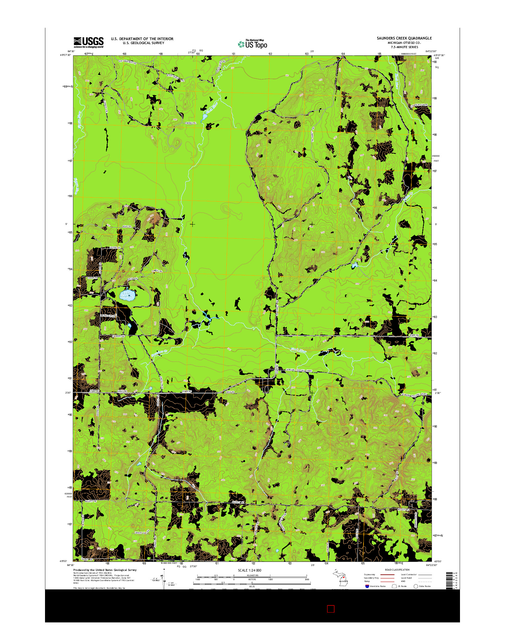 USGS US TOPO 7.5-MINUTE MAP FOR SAUNDERS CREEK, MI 2014