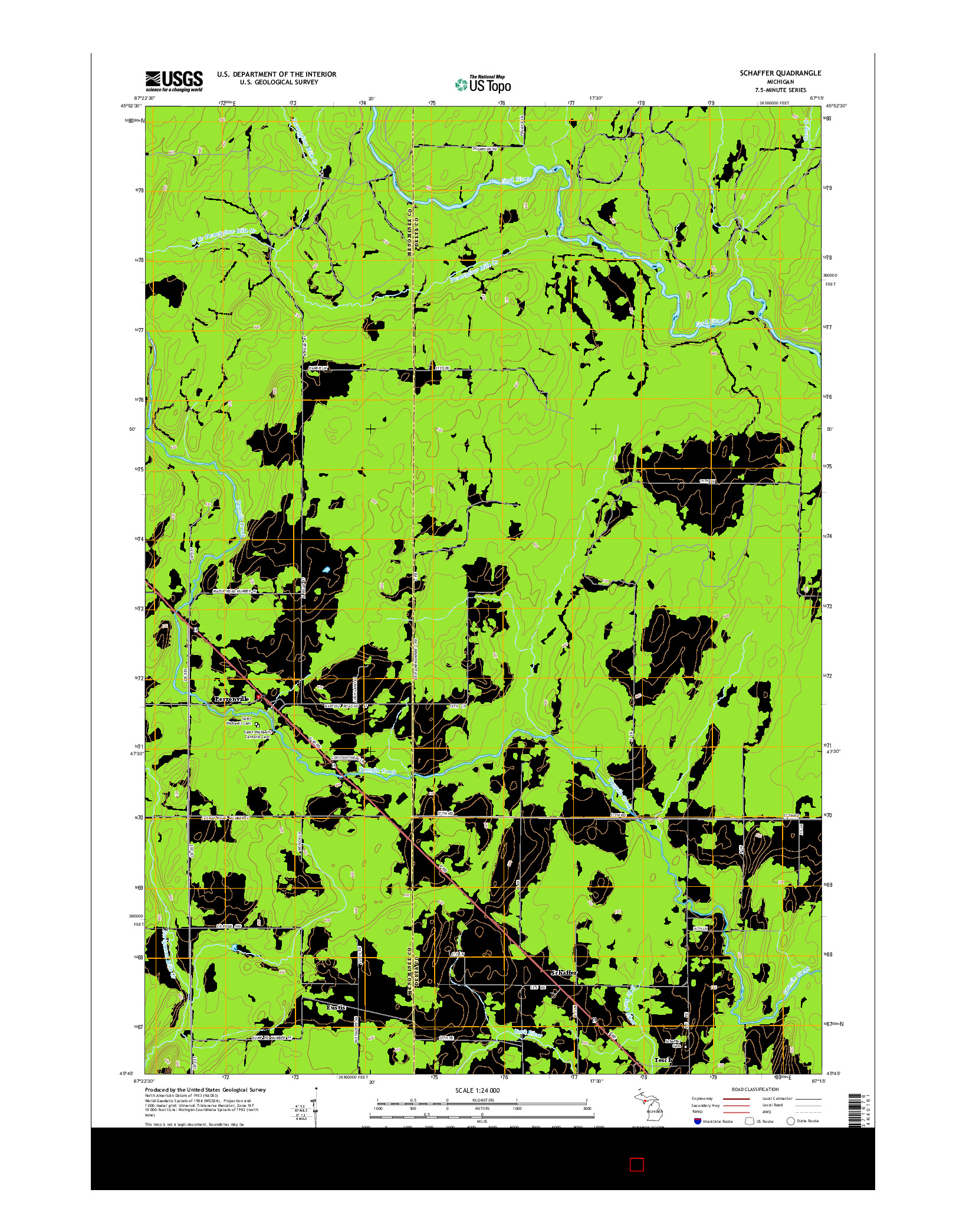 USGS US TOPO 7.5-MINUTE MAP FOR SCHAFFER, MI 2014