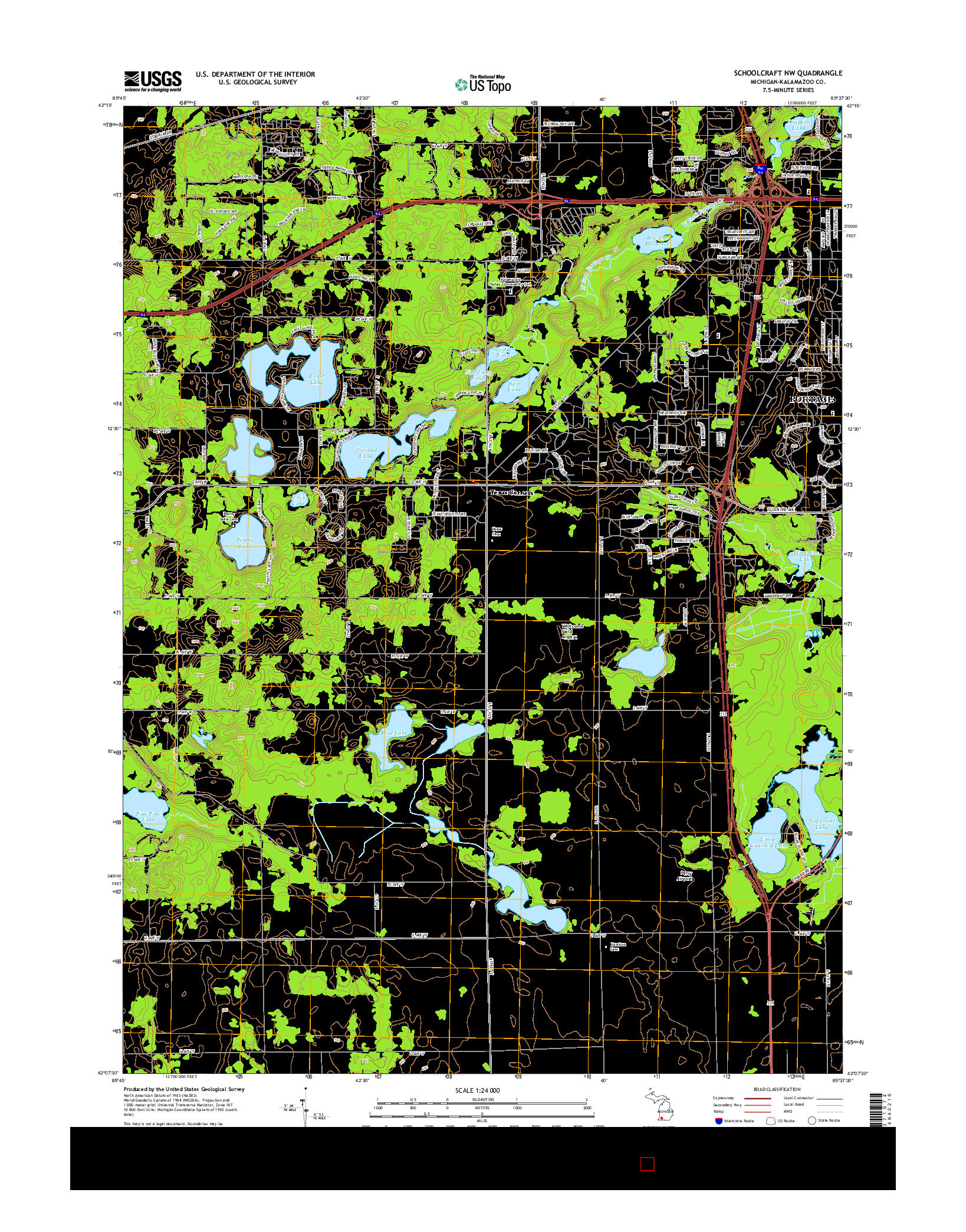 USGS US TOPO 7.5-MINUTE MAP FOR SCHOOLCRAFT NW, MI 2014