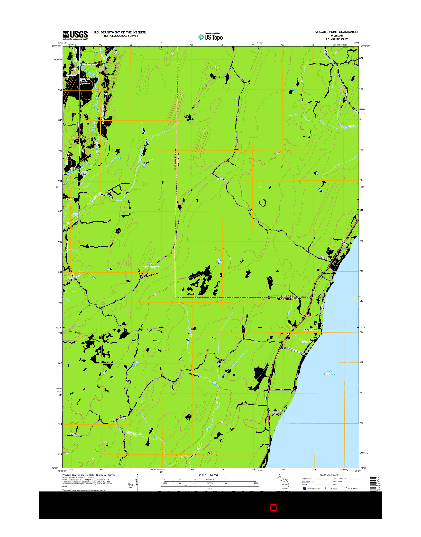 USGS US TOPO 7.5-MINUTE MAP FOR SEAGULL POINT, MI 2014