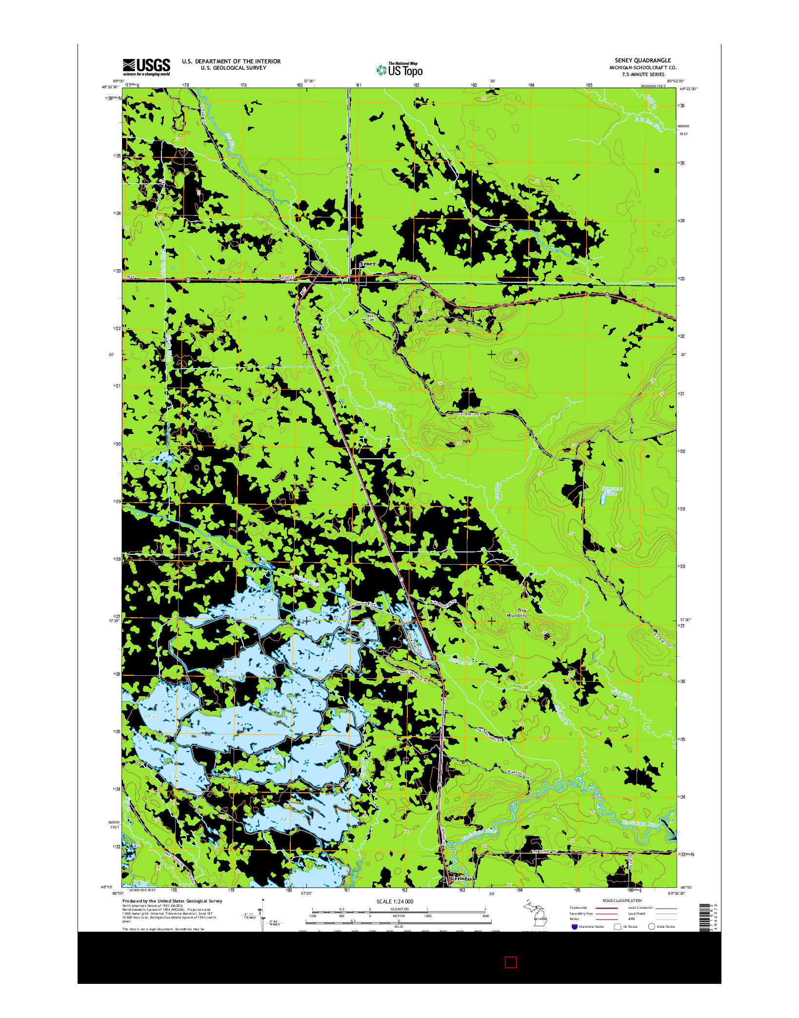 USGS US TOPO 7.5-MINUTE MAP FOR SENEY, MI 2014