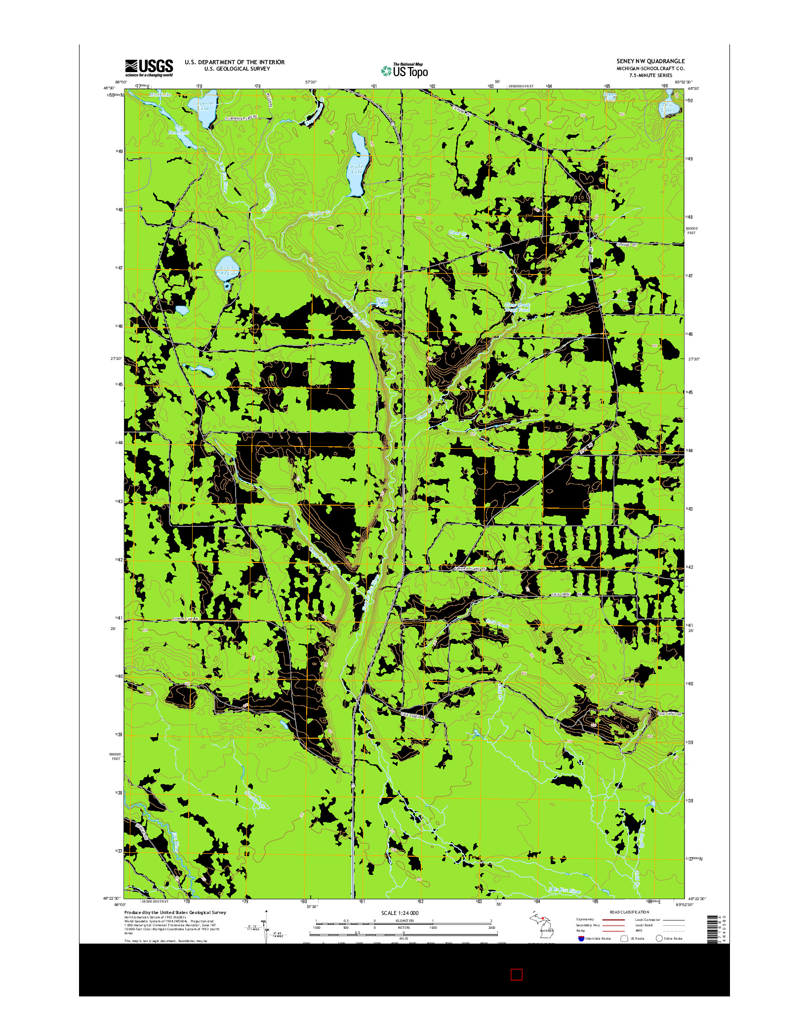 USGS US TOPO 7.5-MINUTE MAP FOR SENEY NW, MI 2014