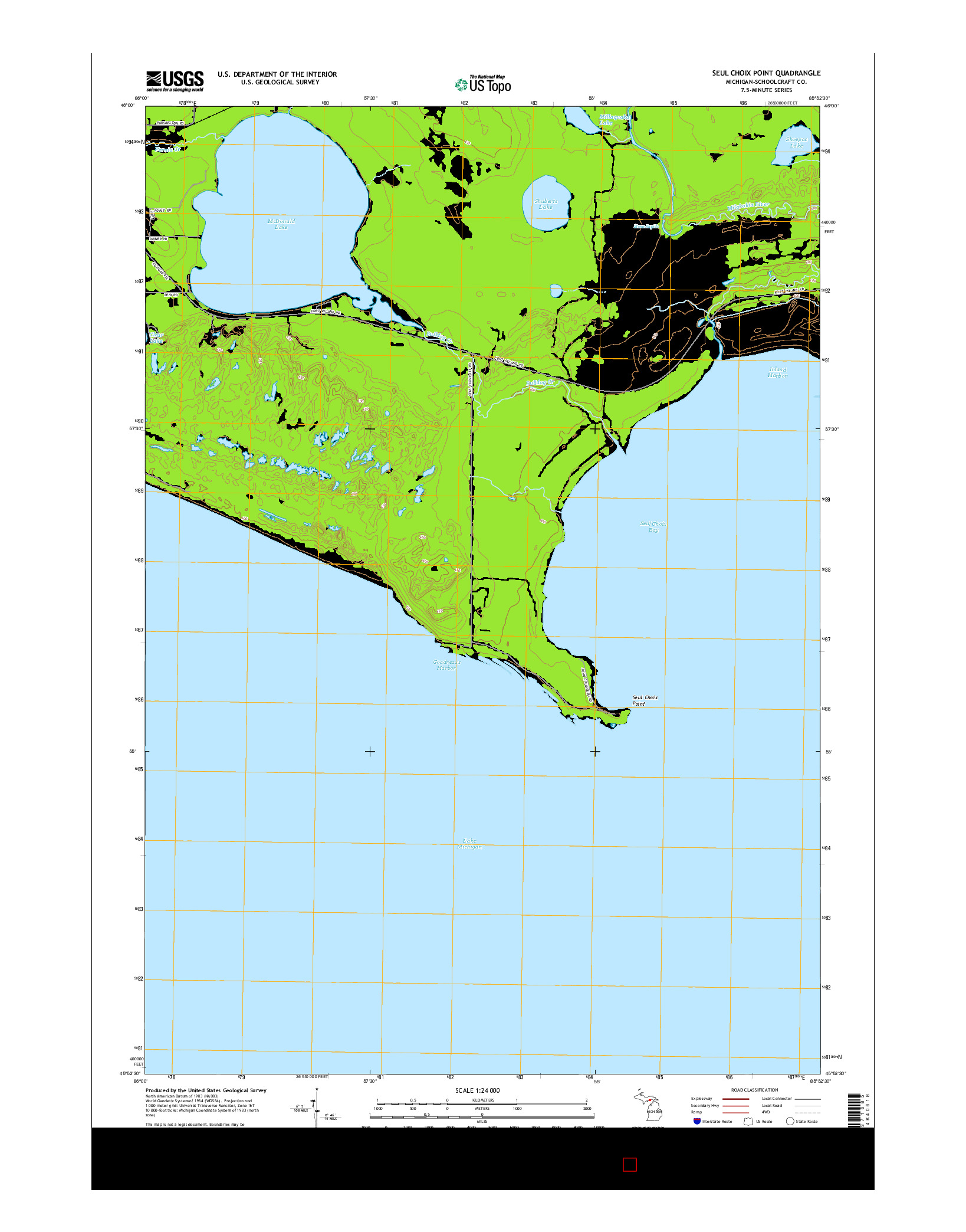 USGS US TOPO 7.5-MINUTE MAP FOR SEUL CHOIX POINT, MI 2014