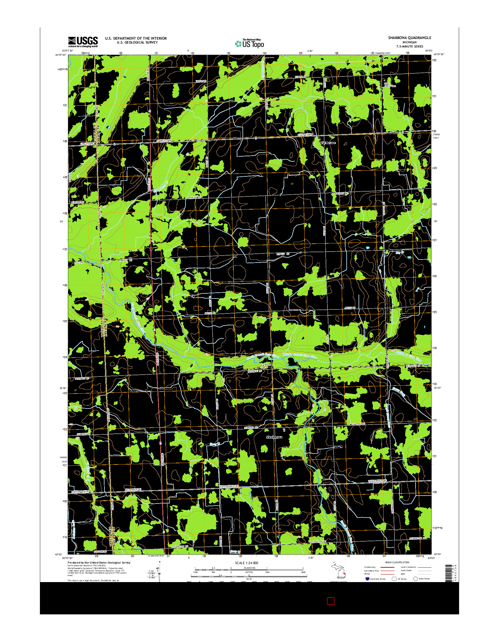 USGS US TOPO 7.5-MINUTE MAP FOR SHABBONA, MI 2014