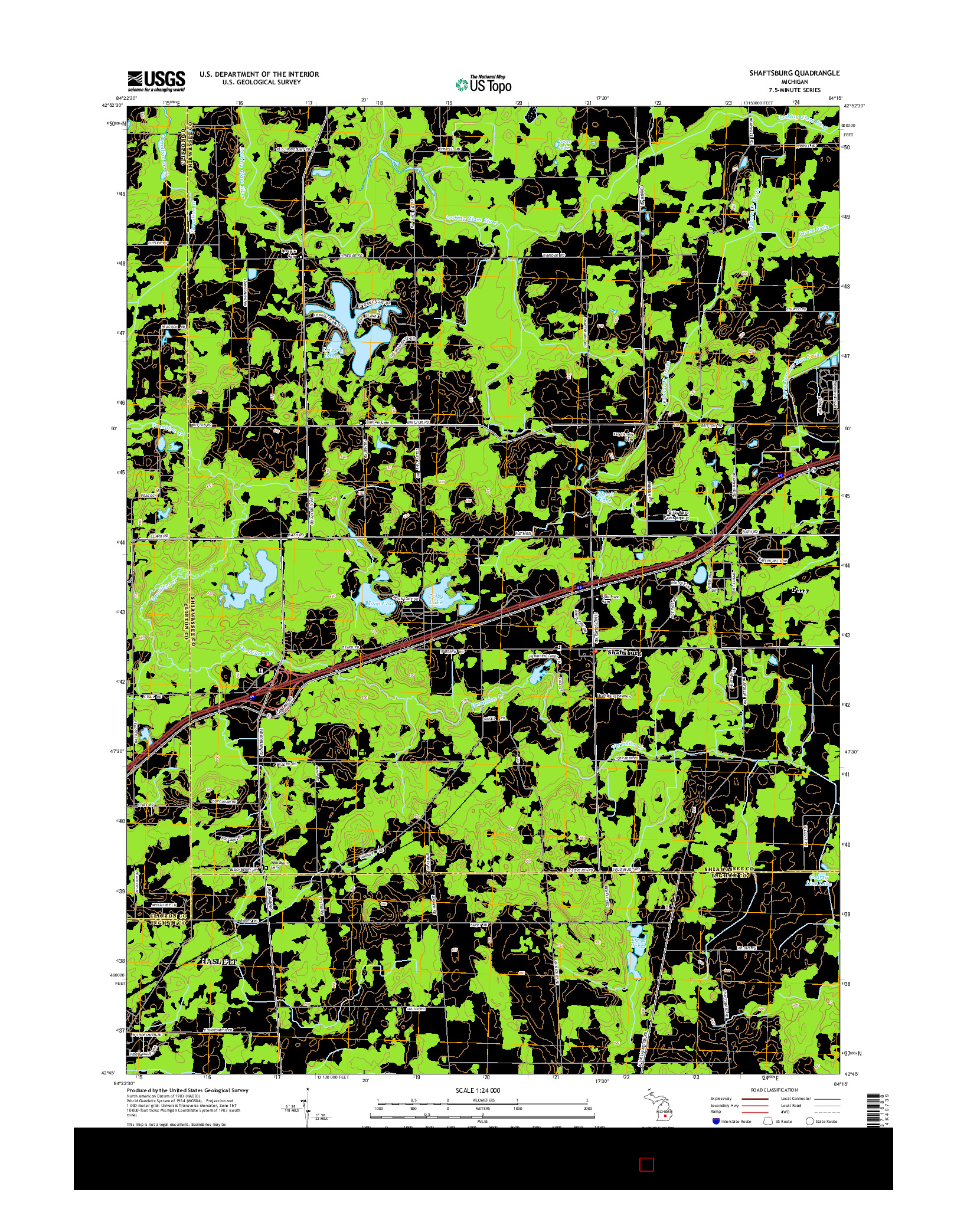 USGS US TOPO 7.5-MINUTE MAP FOR SHAFTSBURG, MI 2014