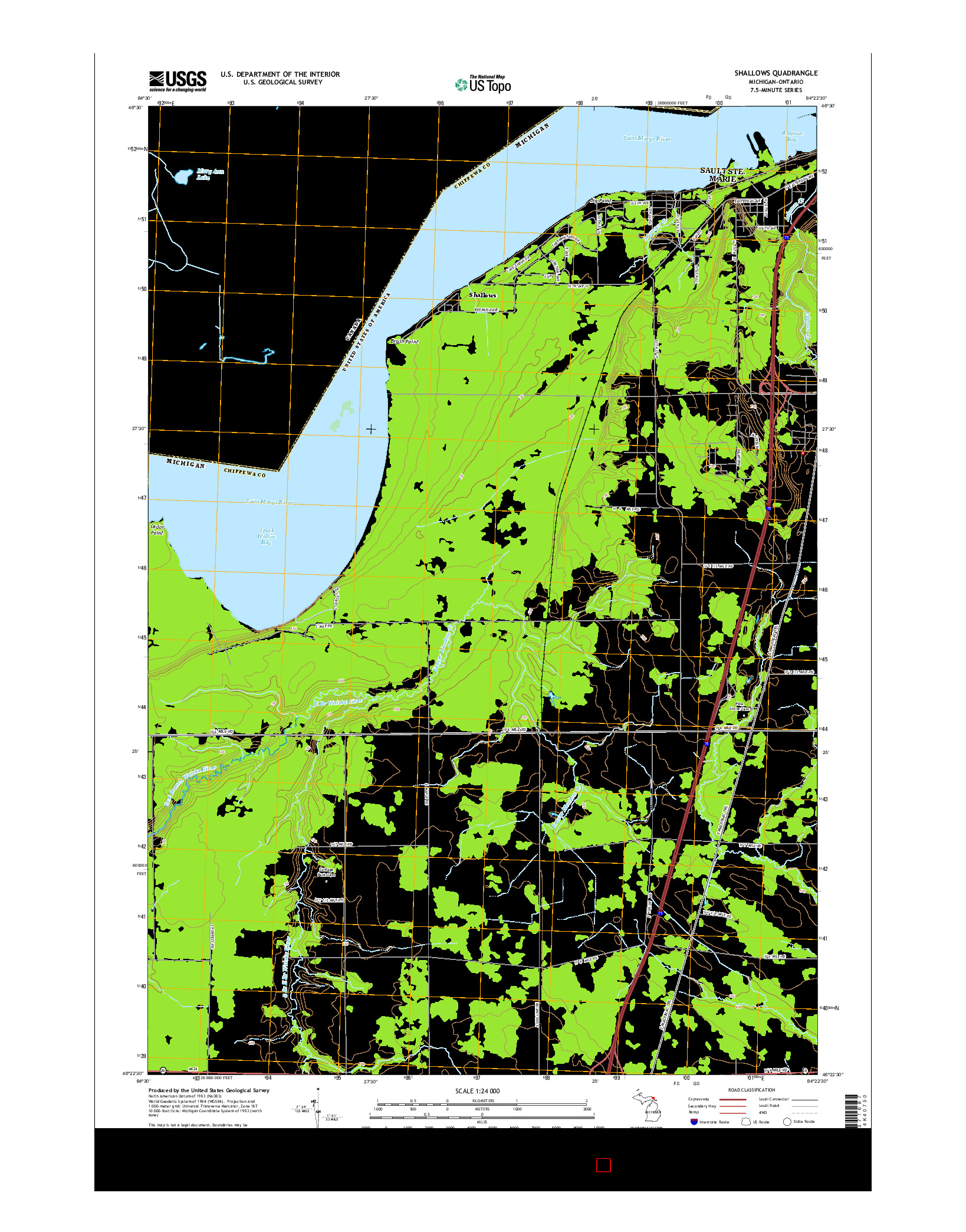 USGS US TOPO 7.5-MINUTE MAP FOR SHALLOWS, MI-ON 2014
