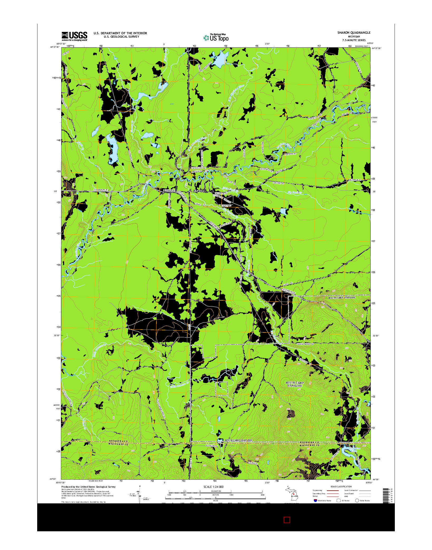 USGS US TOPO 7.5-MINUTE MAP FOR SHARON, MI 2014