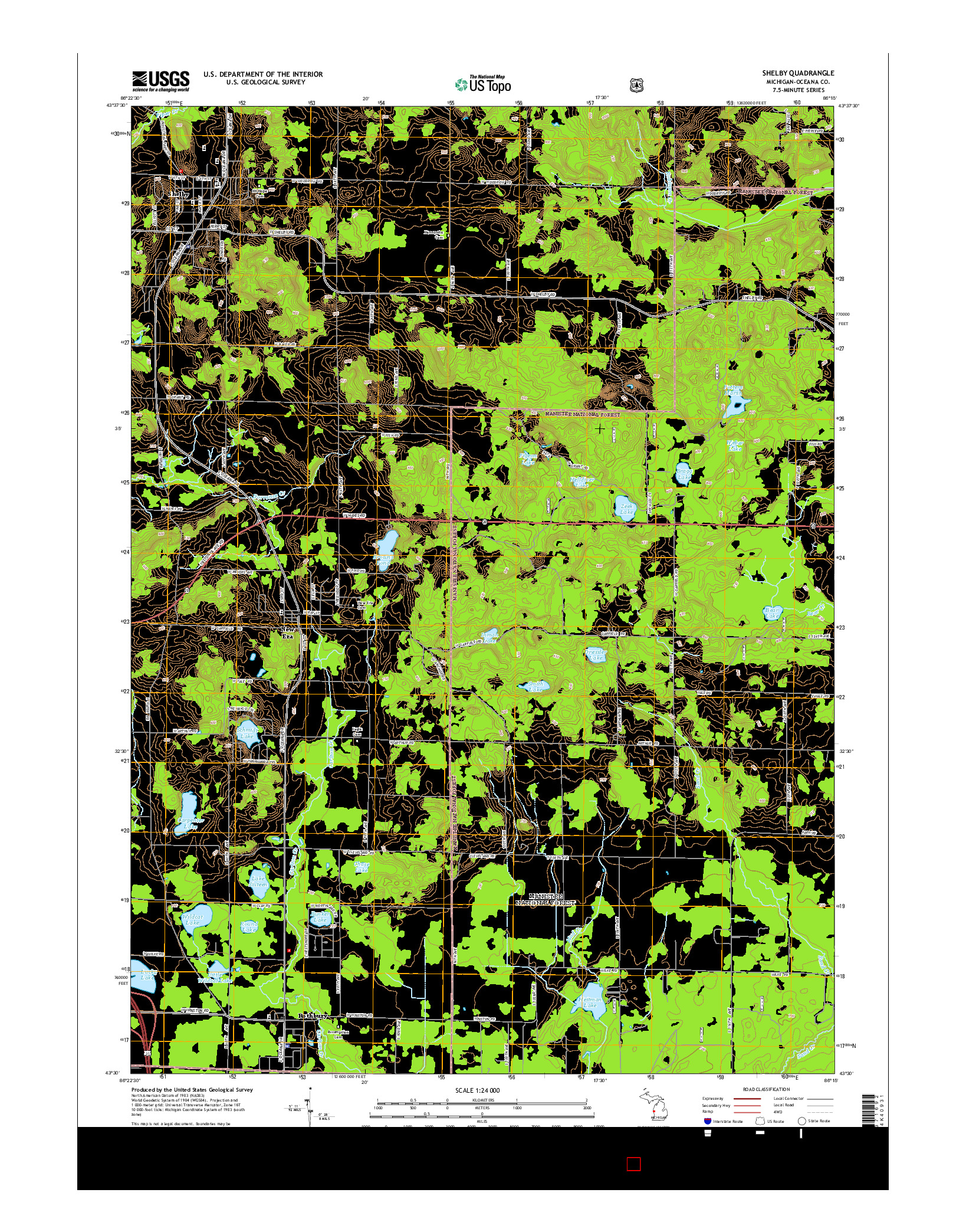 USGS US TOPO 7.5-MINUTE MAP FOR SHELBY, MI 2014