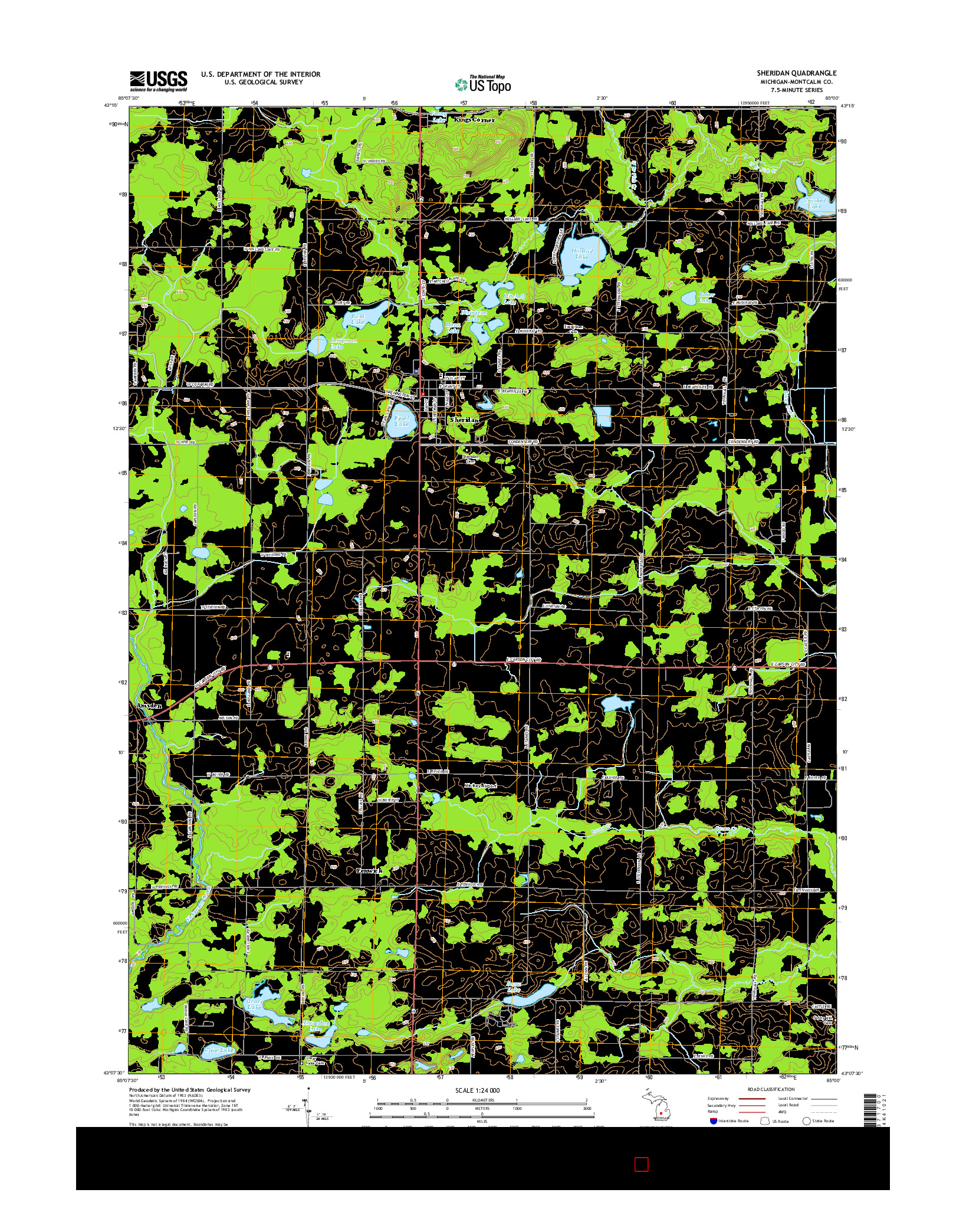 USGS US TOPO 7.5-MINUTE MAP FOR SHERIDAN, MI 2014