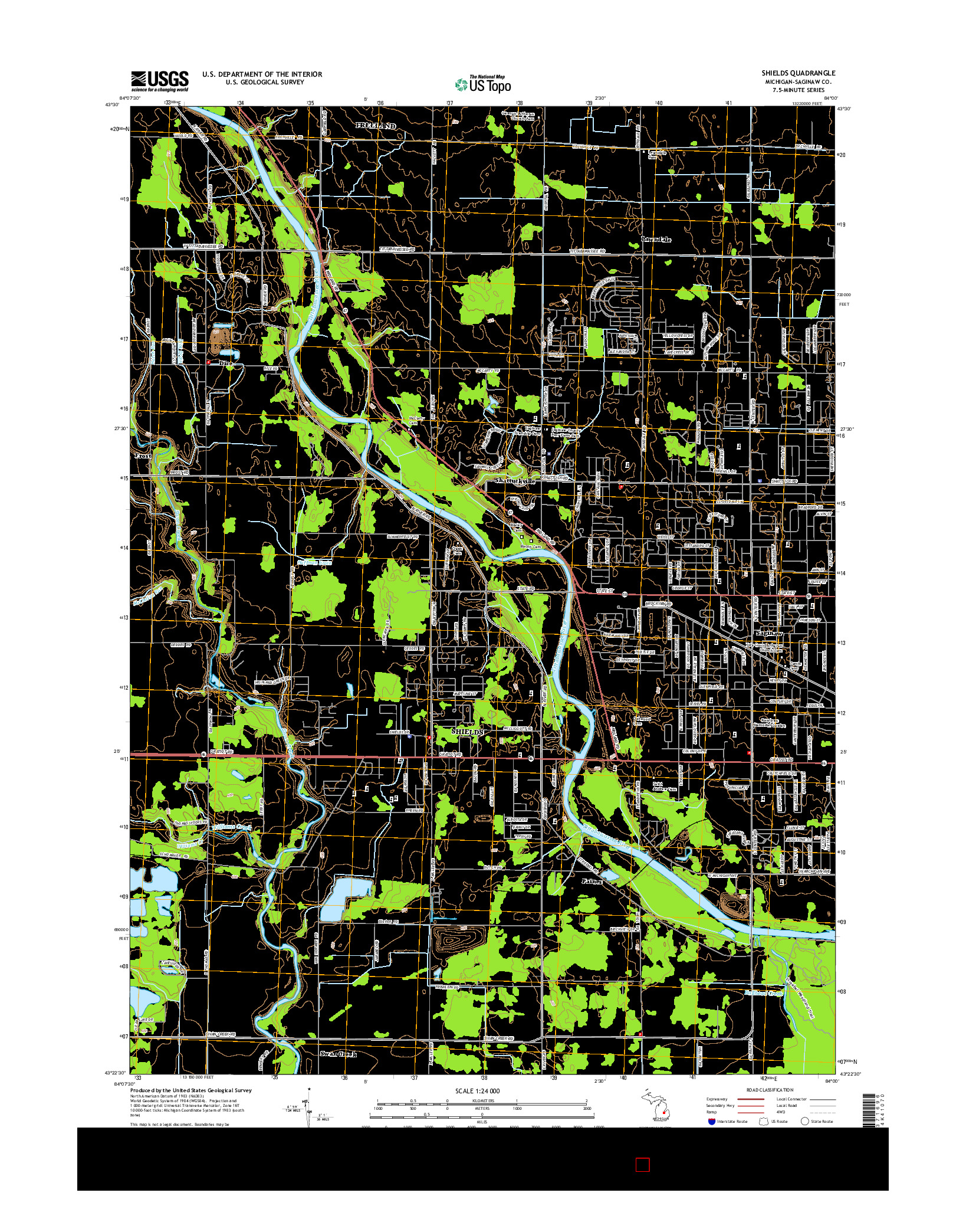 USGS US TOPO 7.5-MINUTE MAP FOR SHIELDS, MI 2014