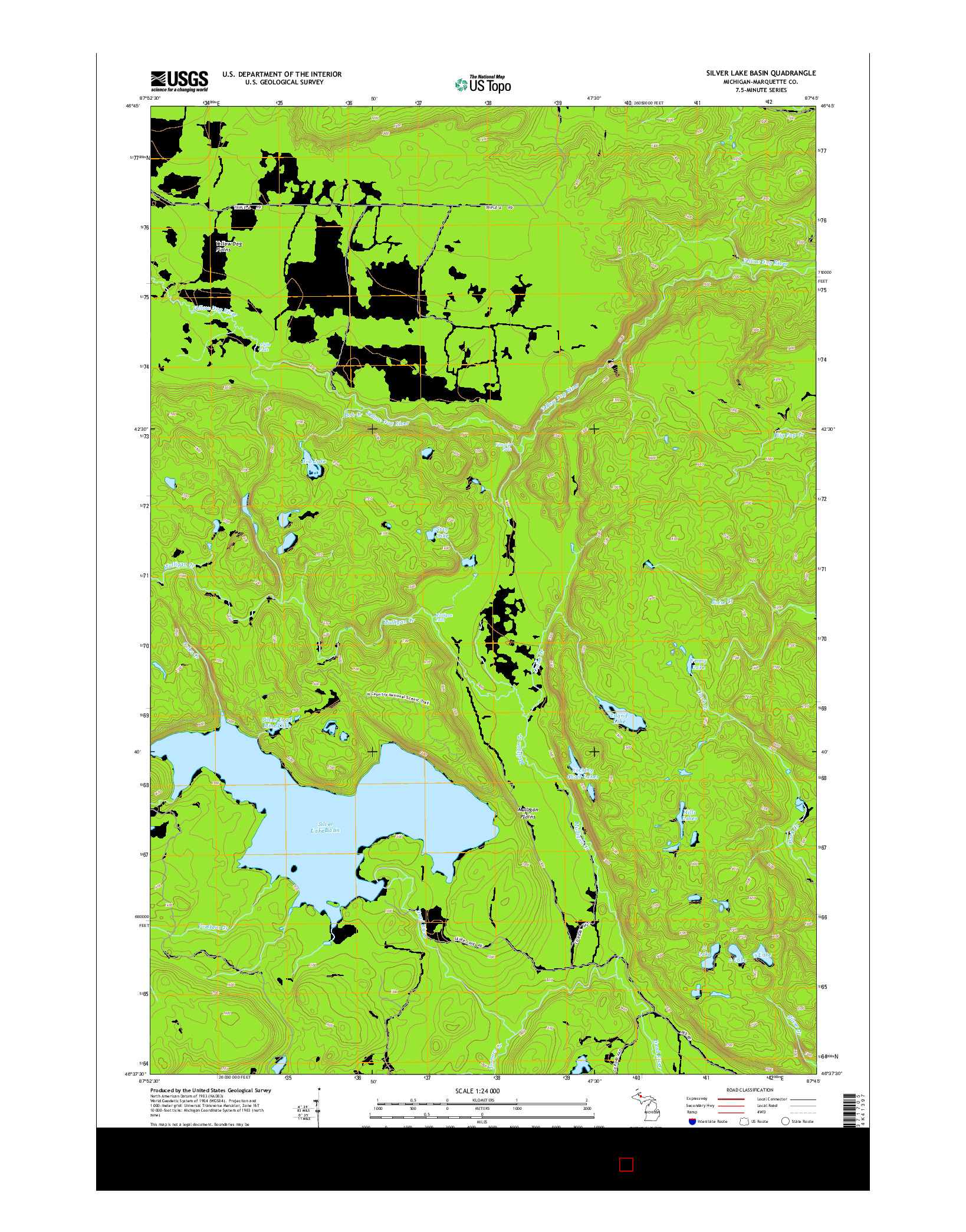 USGS US TOPO 7.5-MINUTE MAP FOR SILVER LAKE BASIN, MI 2014