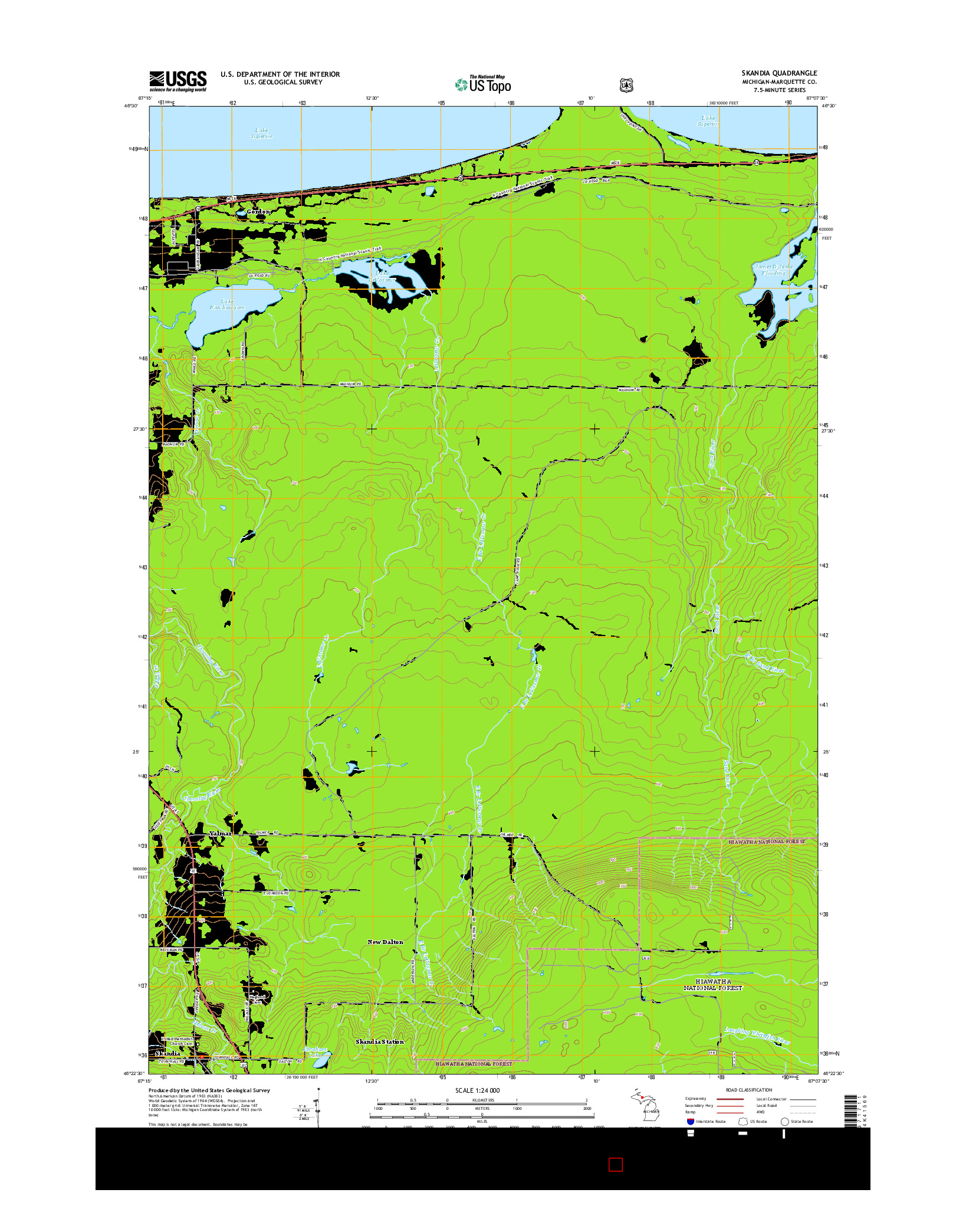 USGS US TOPO 7.5-MINUTE MAP FOR SKANDIA, MI 2014