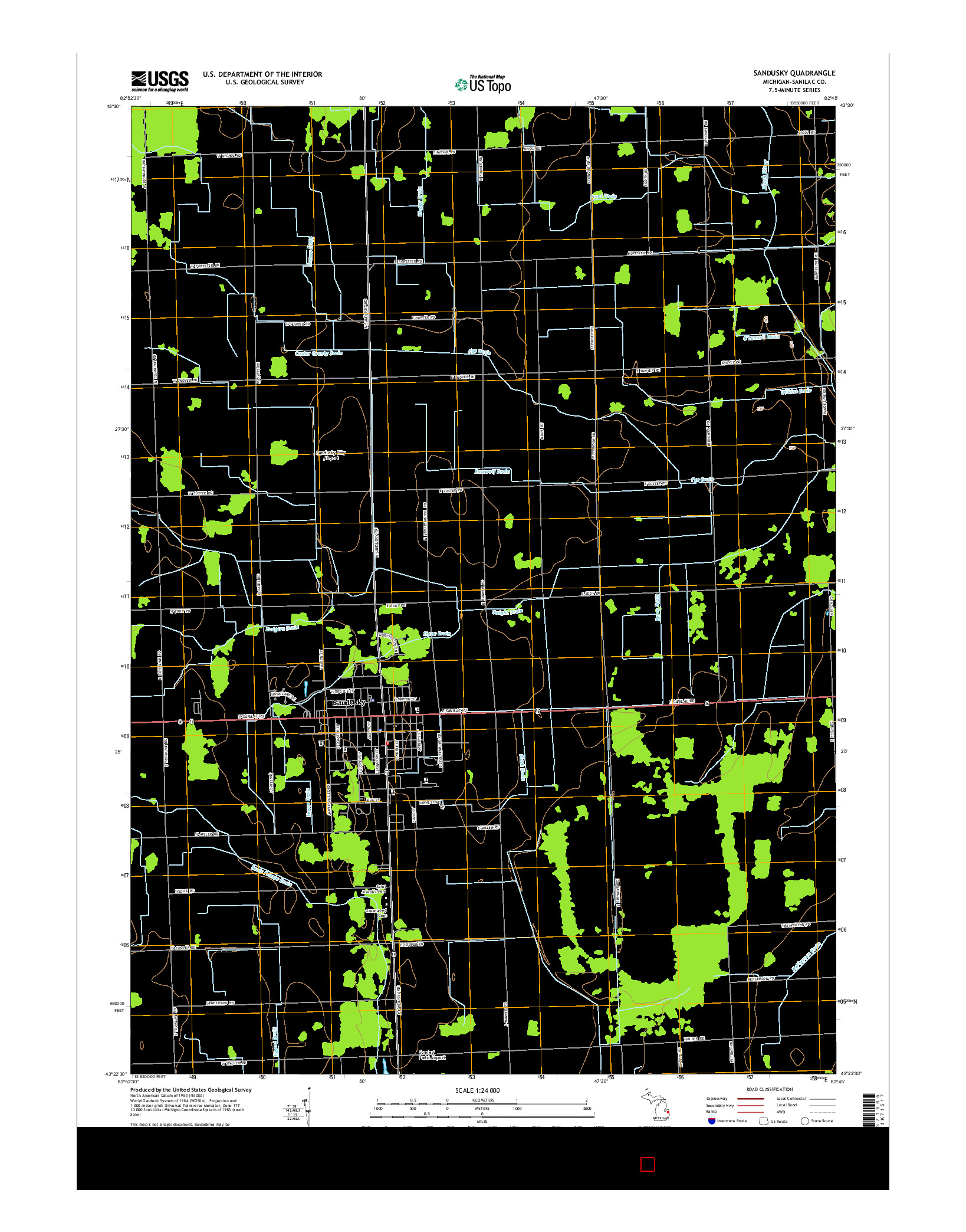 USGS US TOPO 7.5-MINUTE MAP FOR SANDUSKY, MI 2014