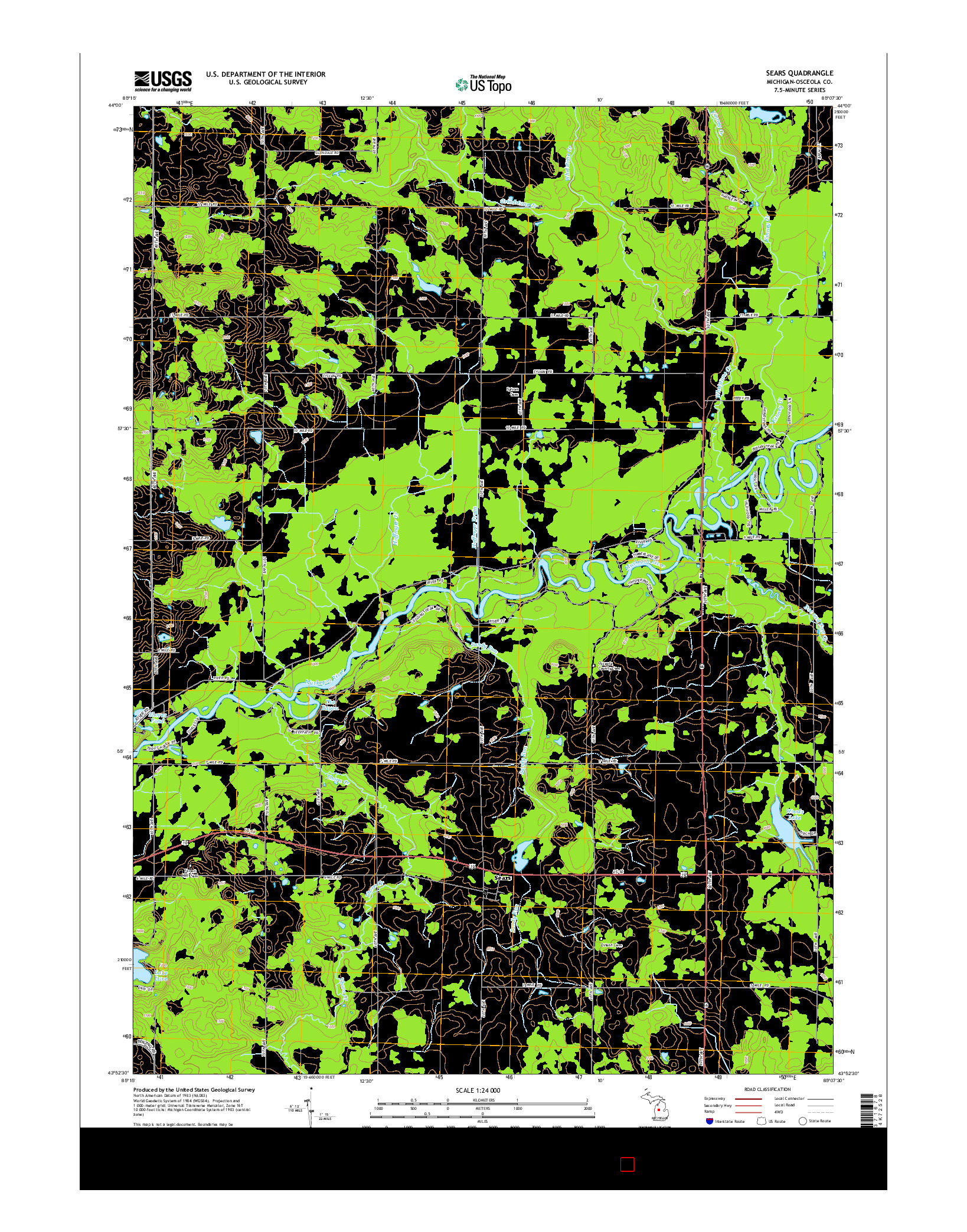 USGS US TOPO 7.5-MINUTE MAP FOR SEARS, MI 2014