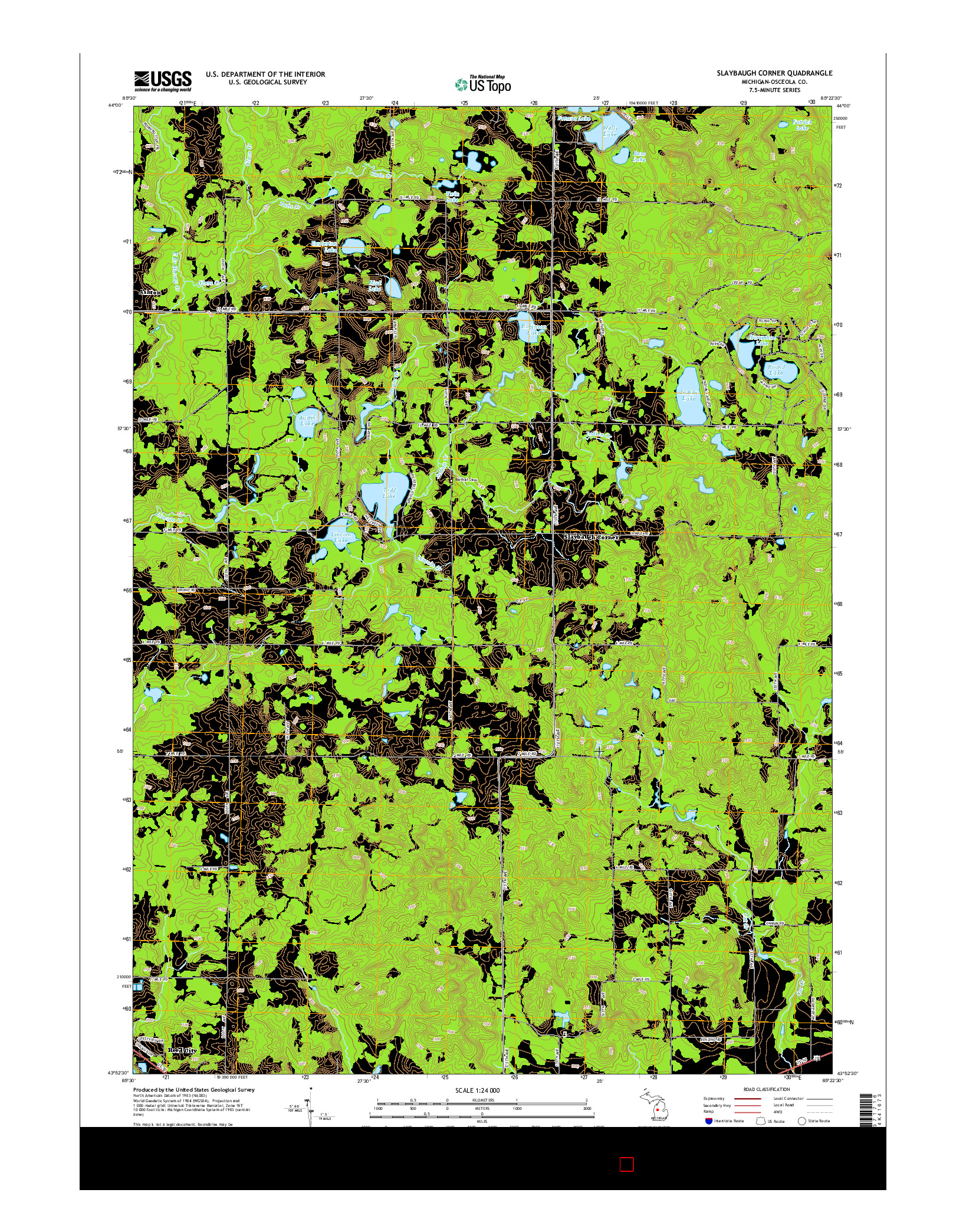 USGS US TOPO 7.5-MINUTE MAP FOR SLAYBAUGH CORNER, MI 2014